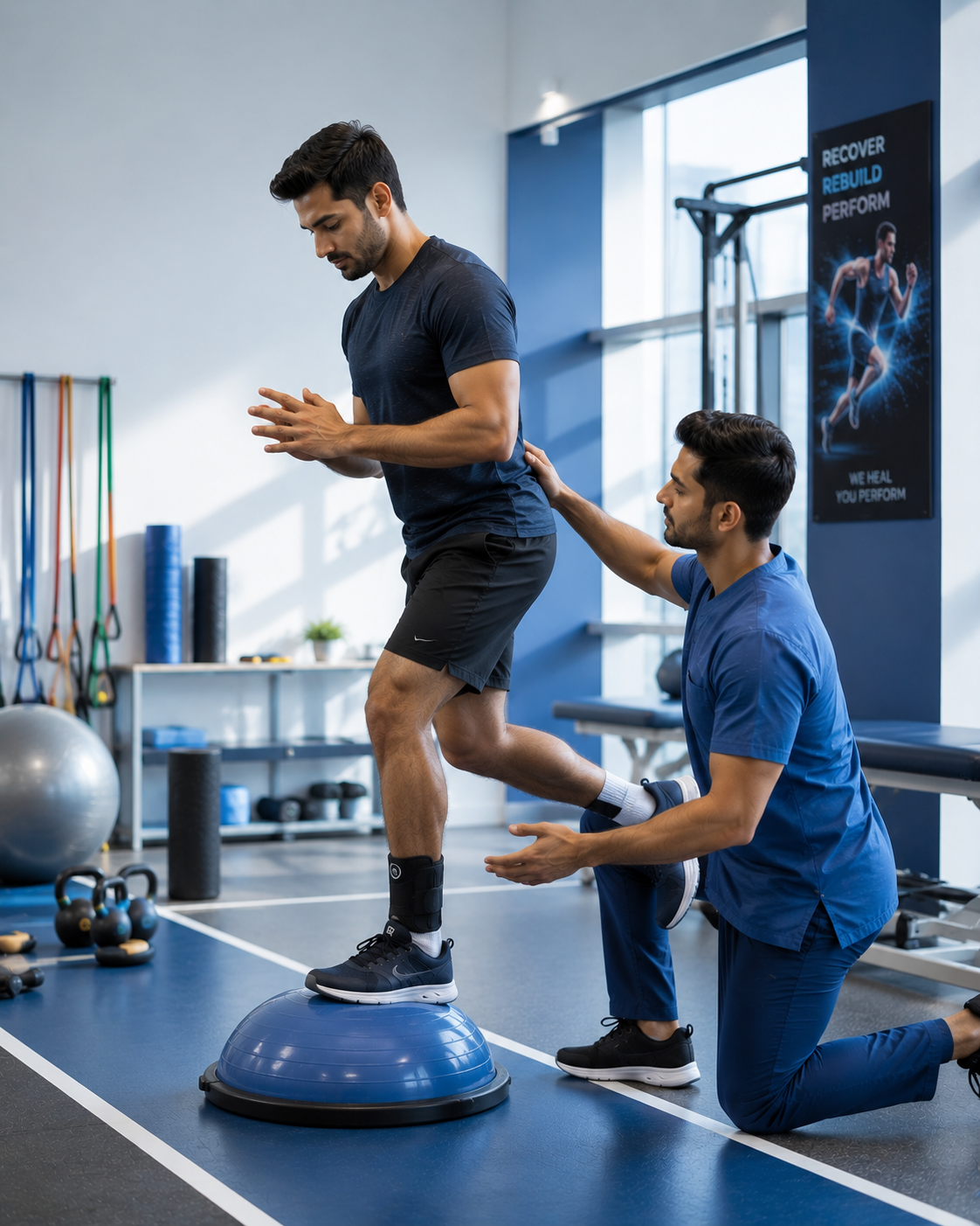 Physiotherapist treating a patient, promoted via automated physiotheraphy social media content