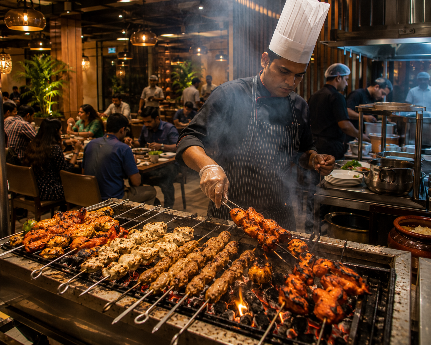Cozy non-veg restaurant interior promoted through automated social media content