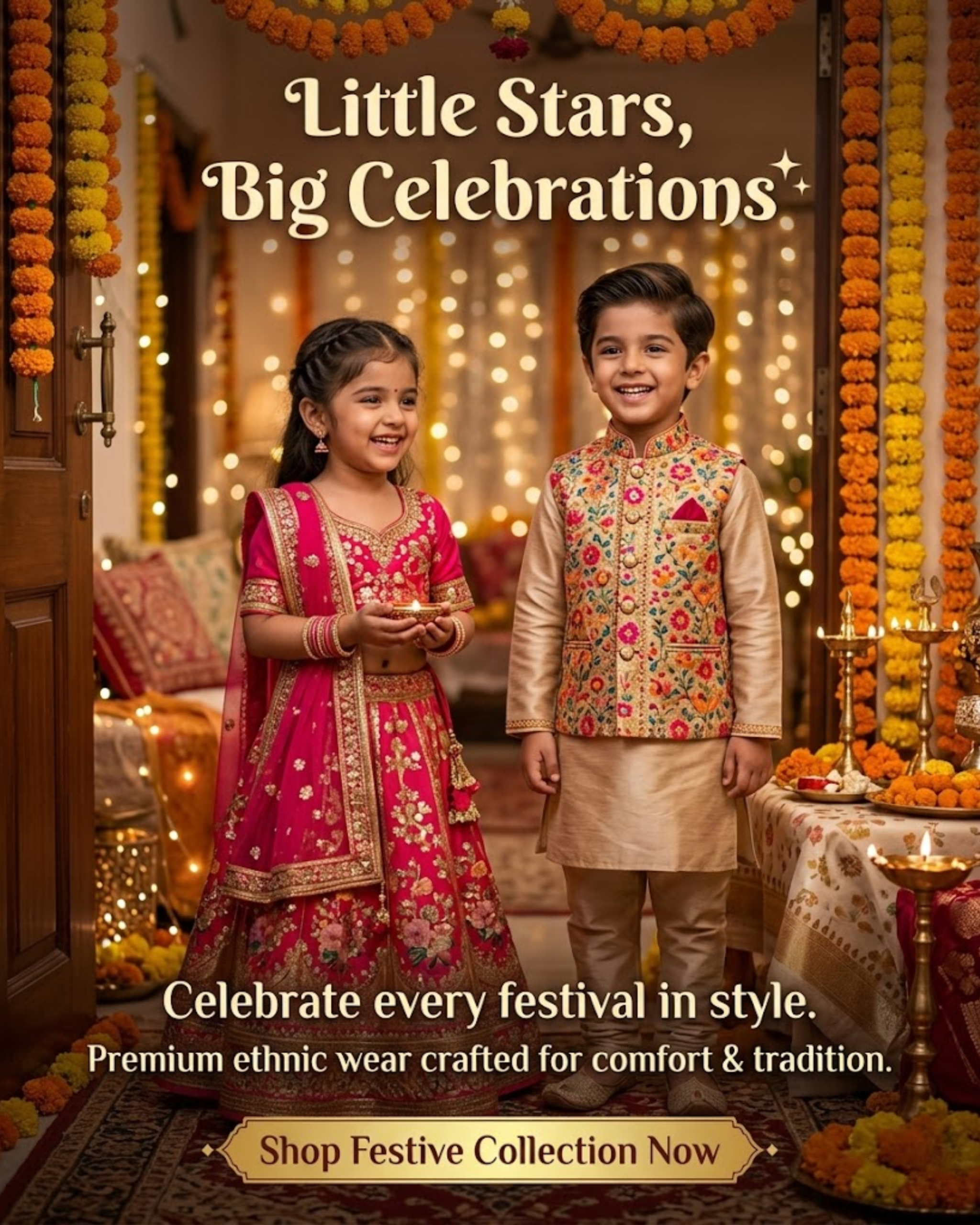 Cute kids clothing collection promoted through automated social media content