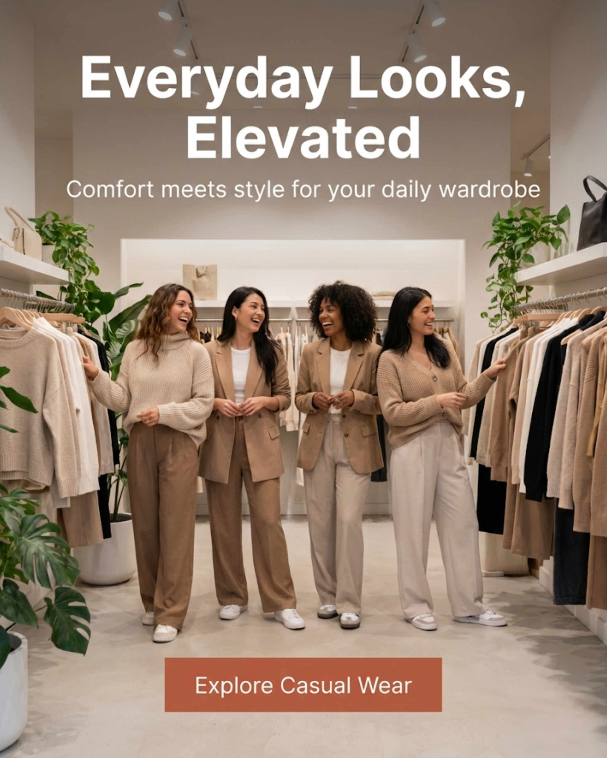 Stylist arranging new clothing collection, promoted via automated clothing boutique social media content