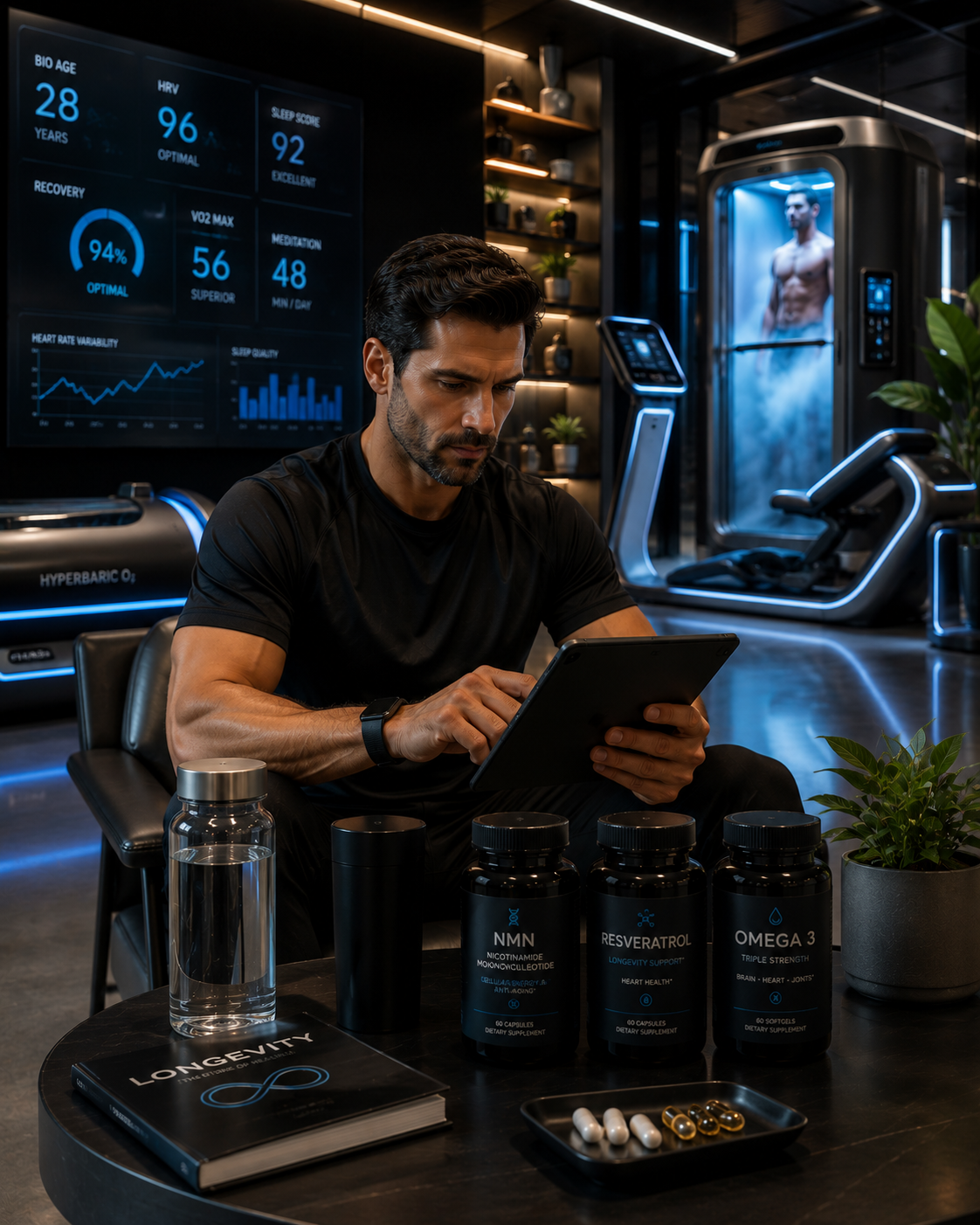 Cozy wellness supplements interior promoted through automated social media content