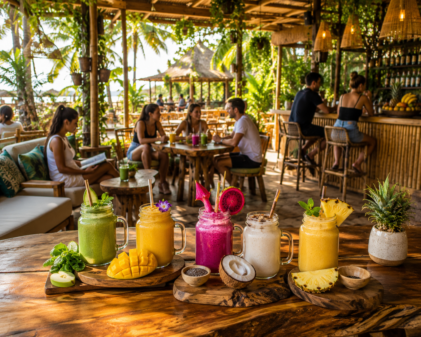 Staff blending a fresh smoothie, promoted via automated juice bar / smoothie bar social media content