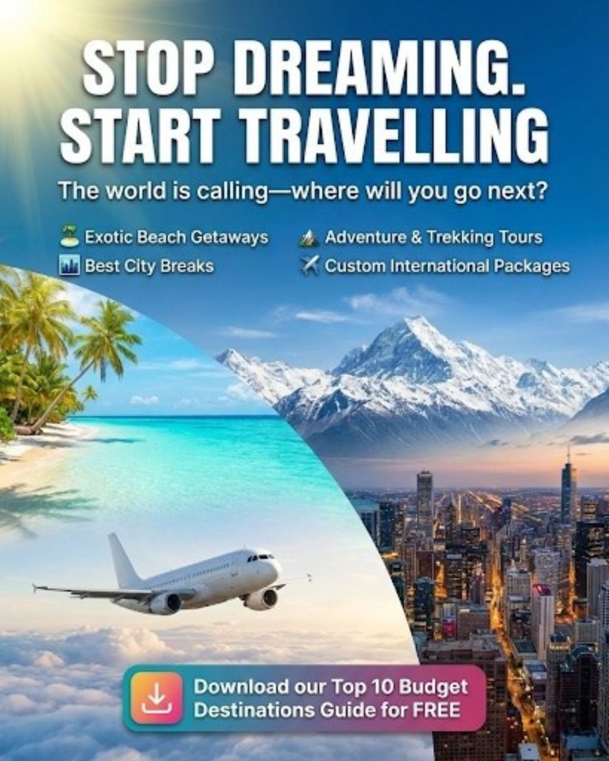 Travelers exploring a scenic destination, promoted via automated travel agency social media content