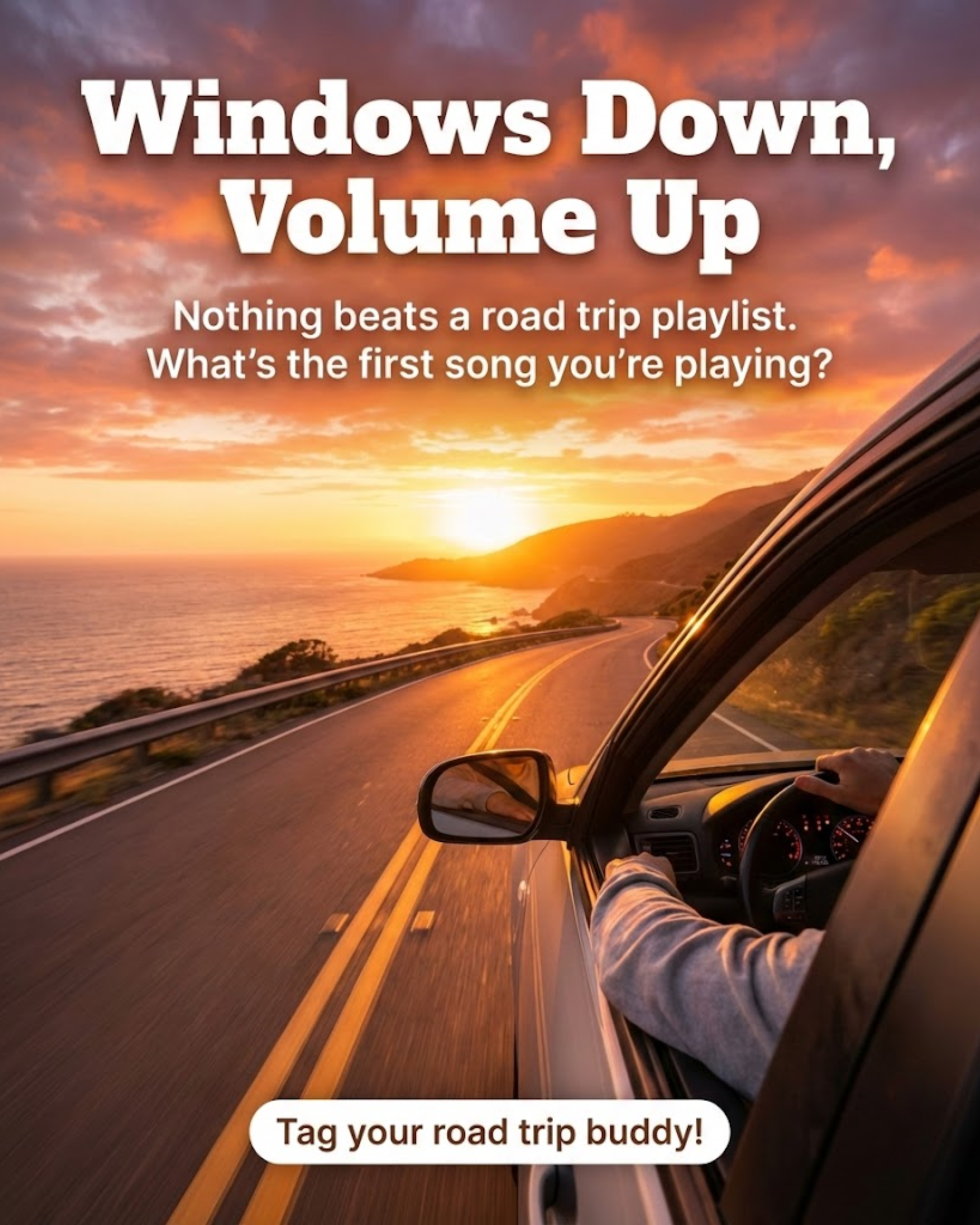 Luxury SUV on scenic mountain road for car rental social media automation