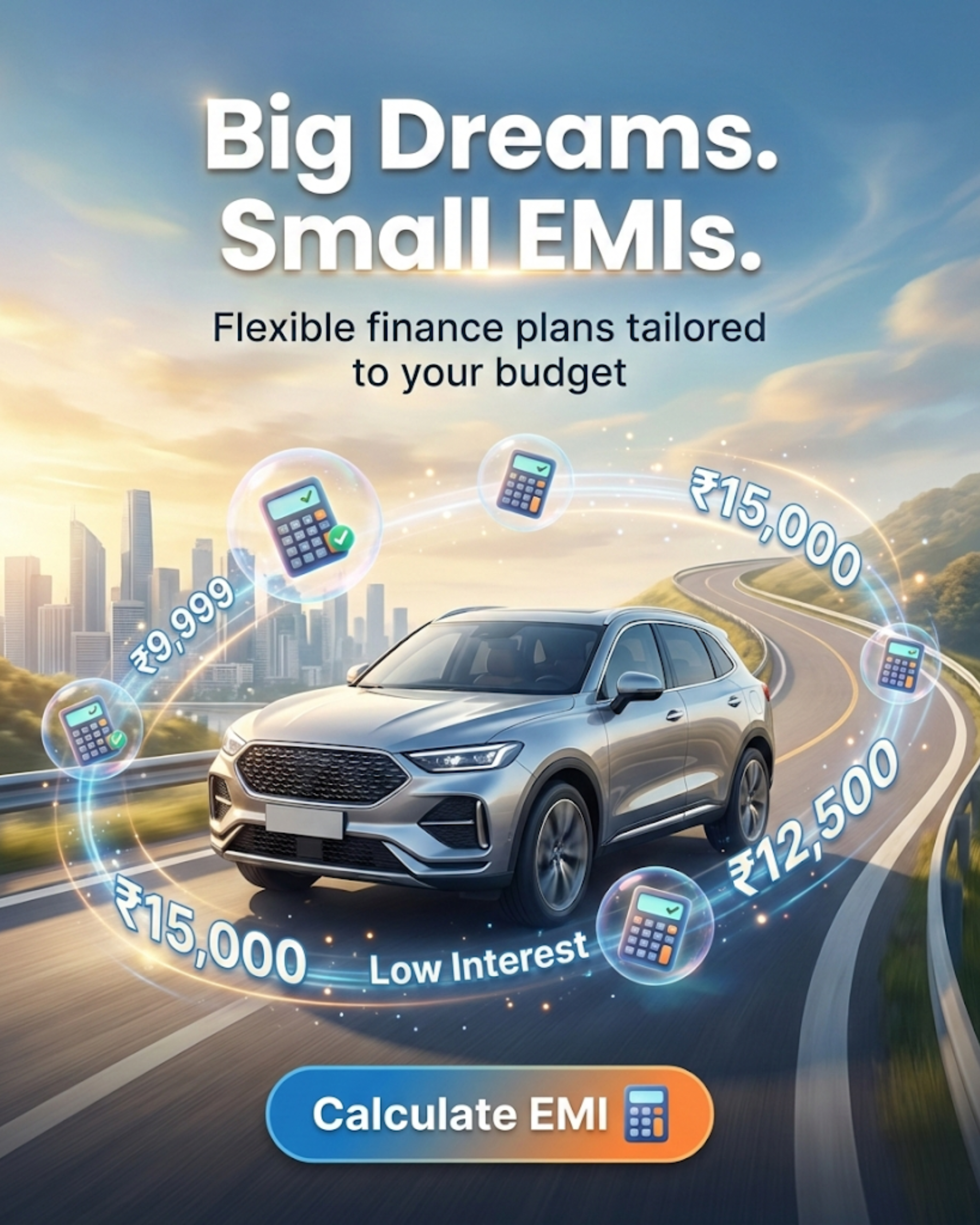 Sales manager handing keys to happy family in front of new car for showroom social media automation