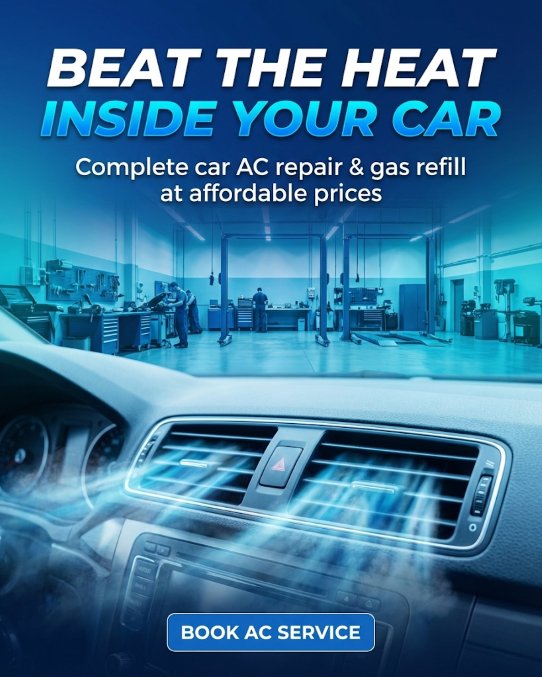 Modern and clean auto workshop service bays...