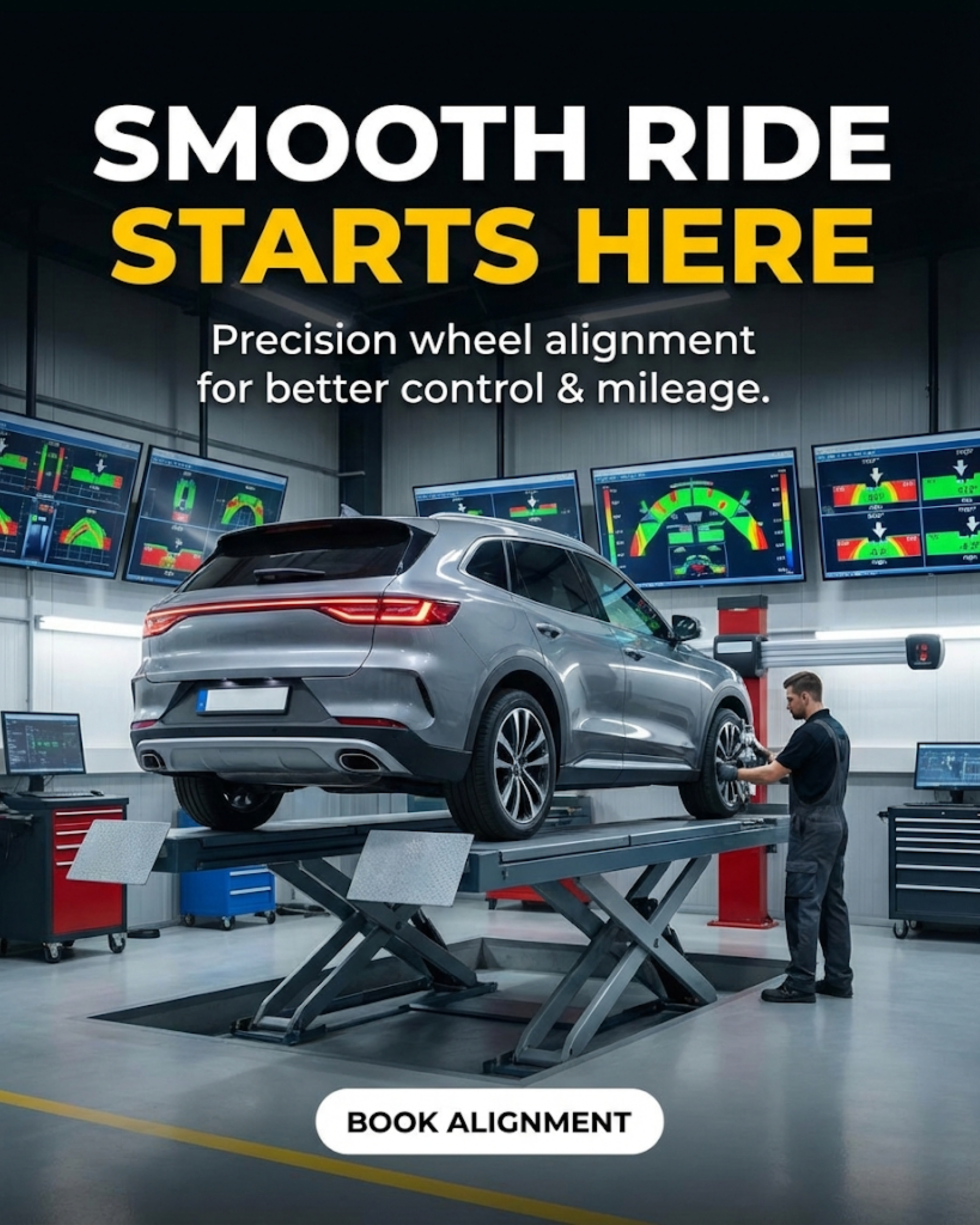 Mechanic replacing worn brake pads on a vehicle...