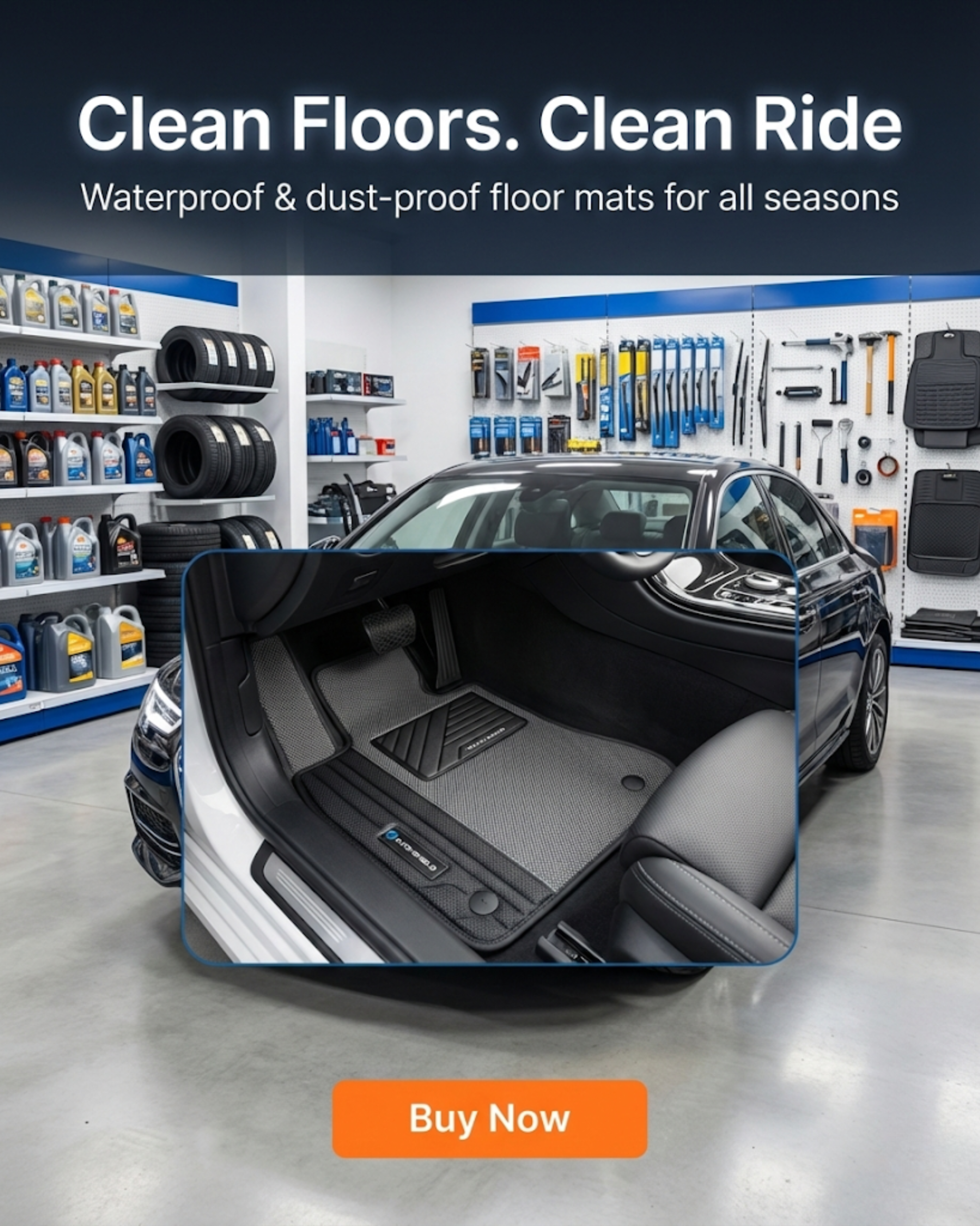 Display of premium car audio speakers and subwoofer in the shop...
