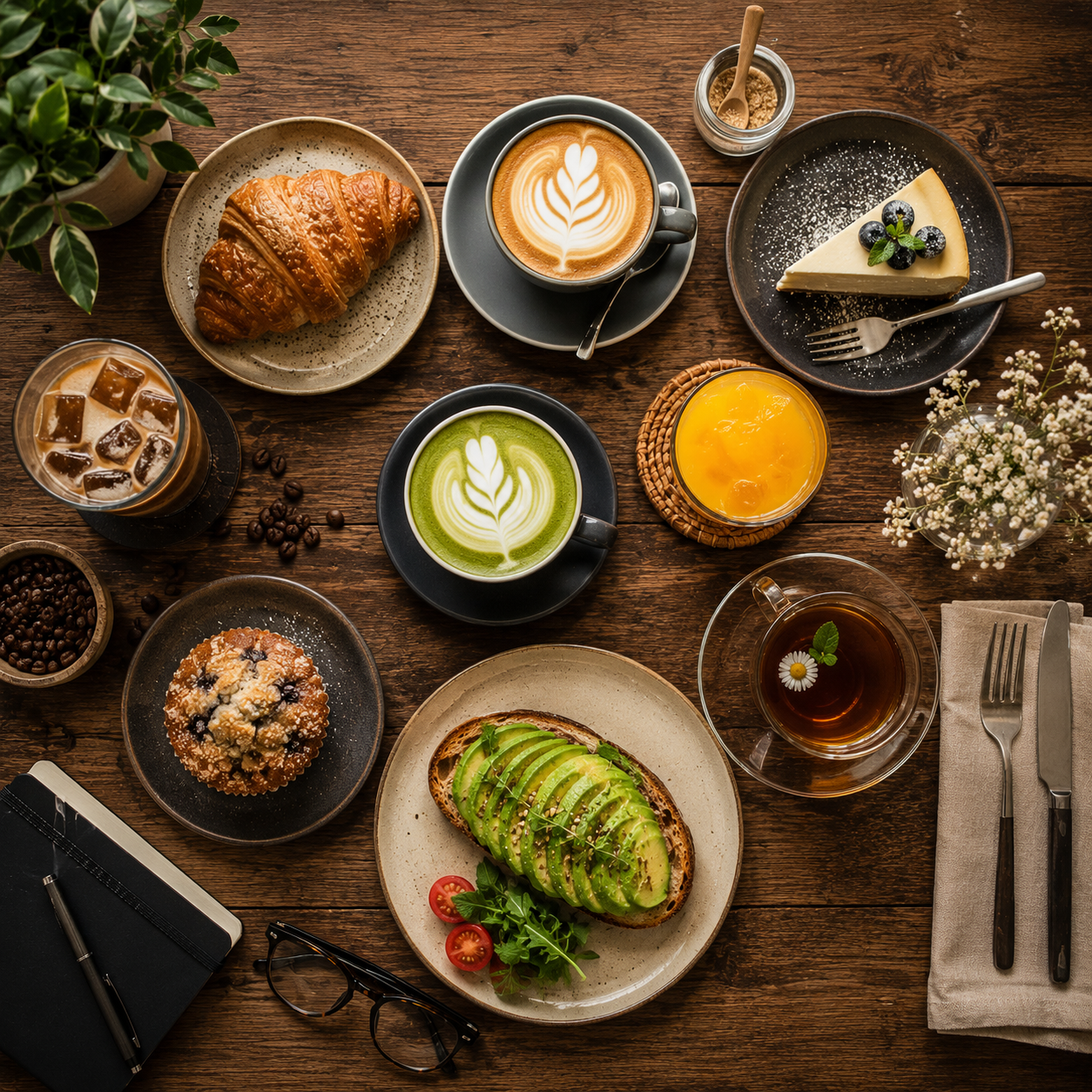 Brunch plate content for cafe social media automation