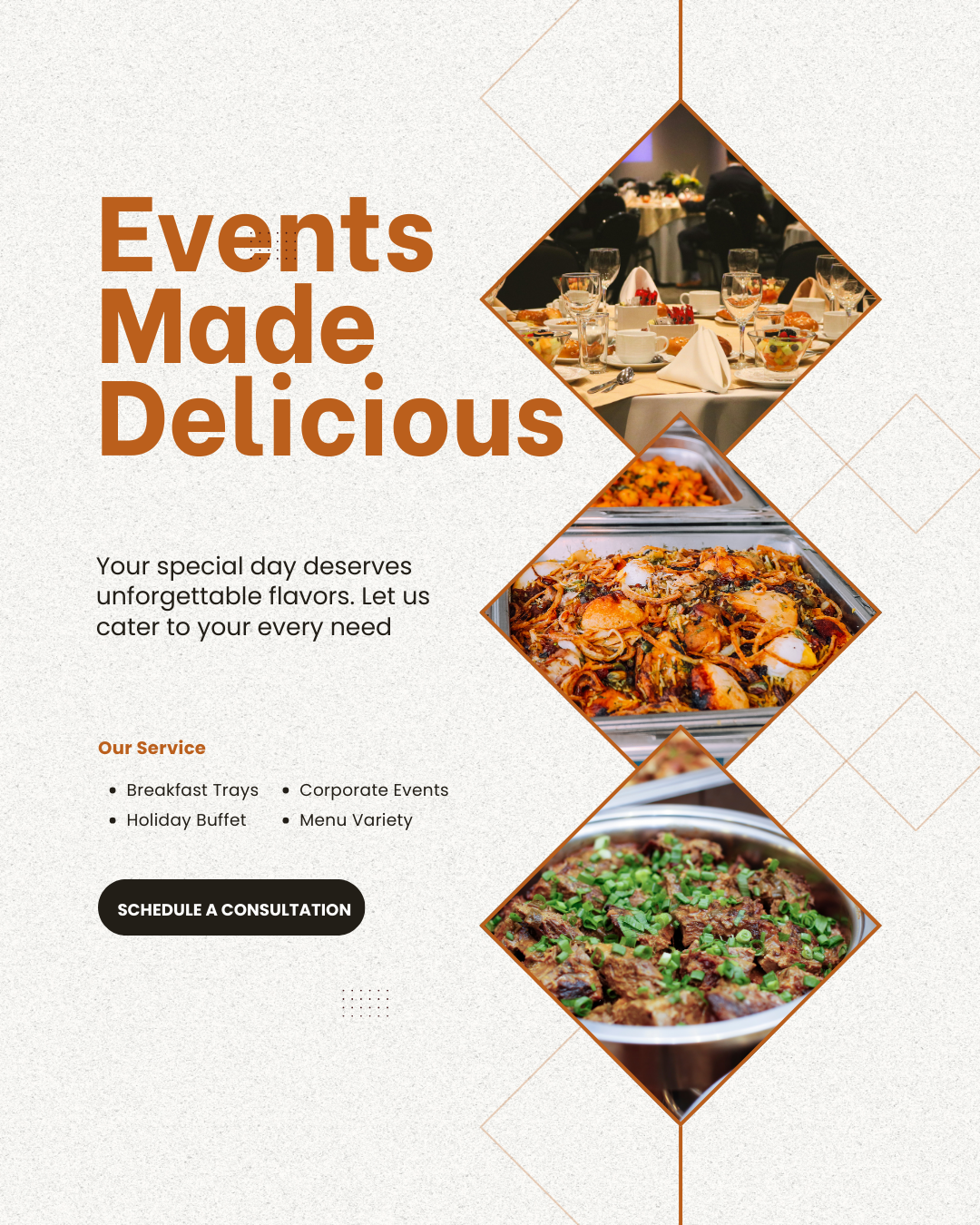 Brunch plate content for catering social media automation