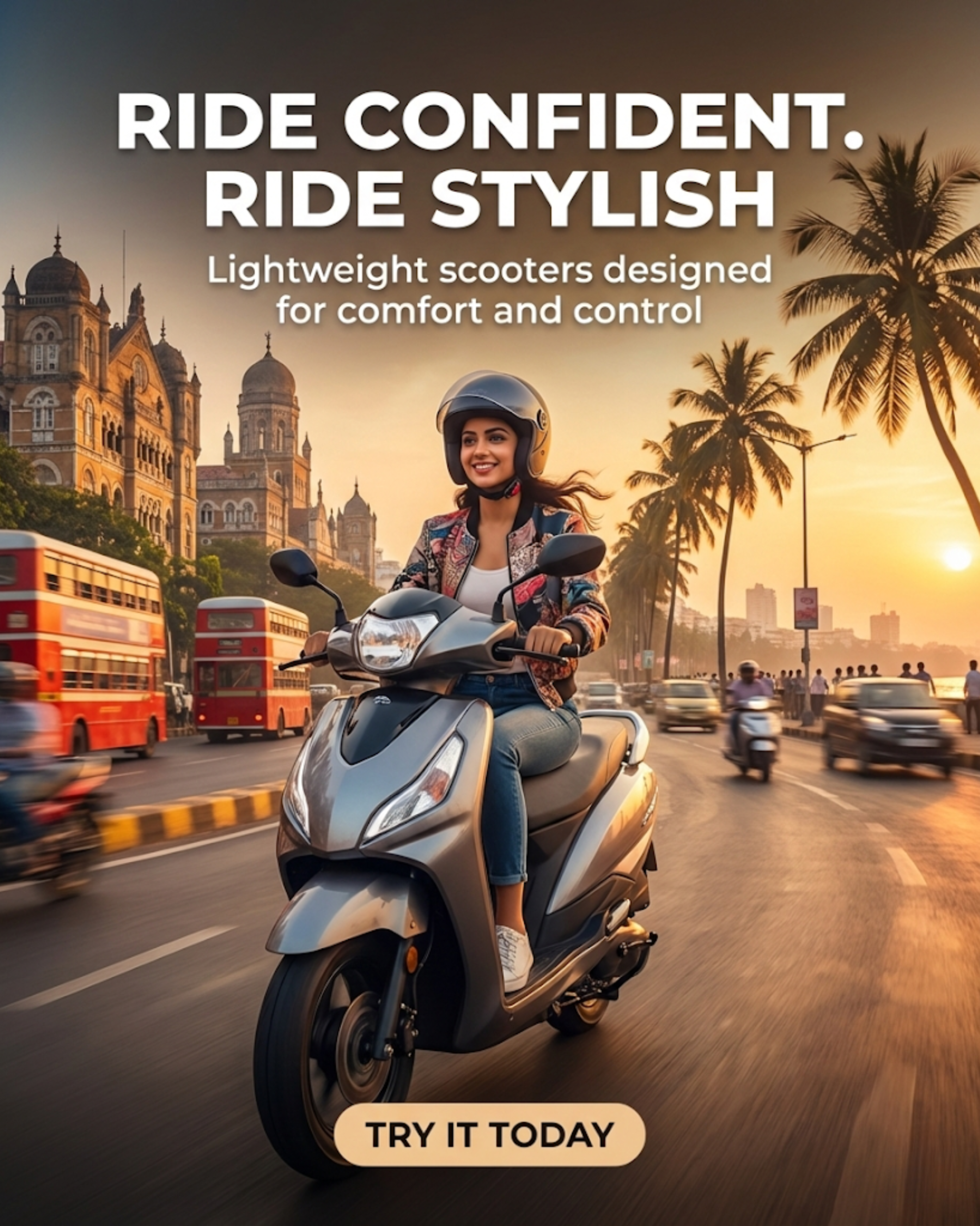 Modern bike and scooter showroom promoted through automated social media content