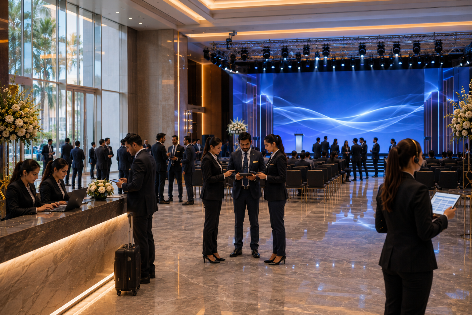 Interactive business seminar setup by event planners