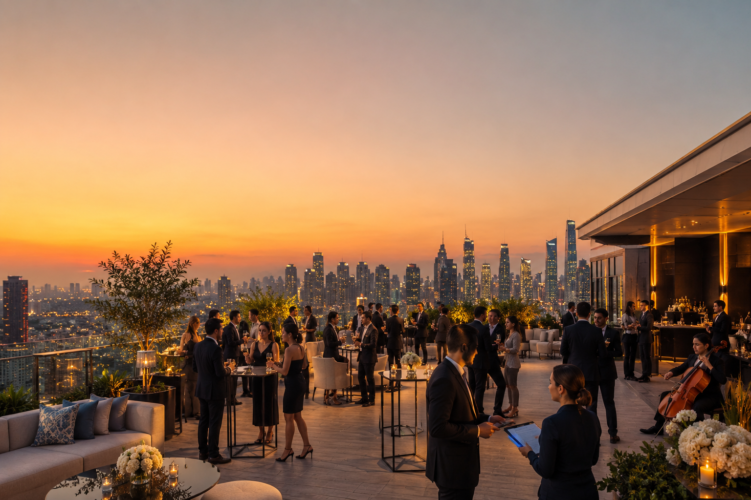 Professional corporate seminar setup promoted through automated social content