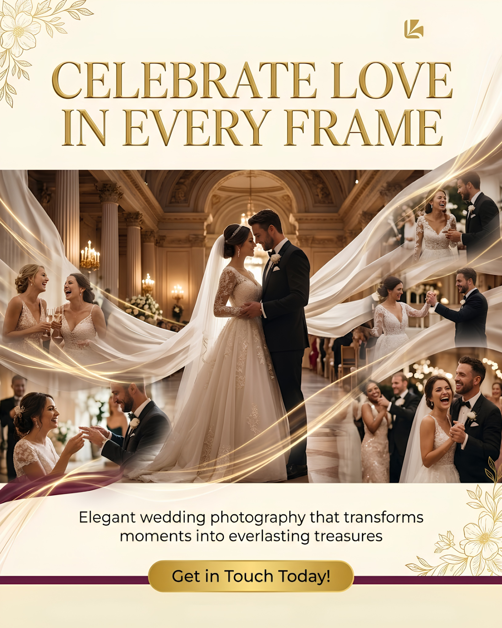 Outdoor destination wedding ceremony frame for wedding photographers social media automation