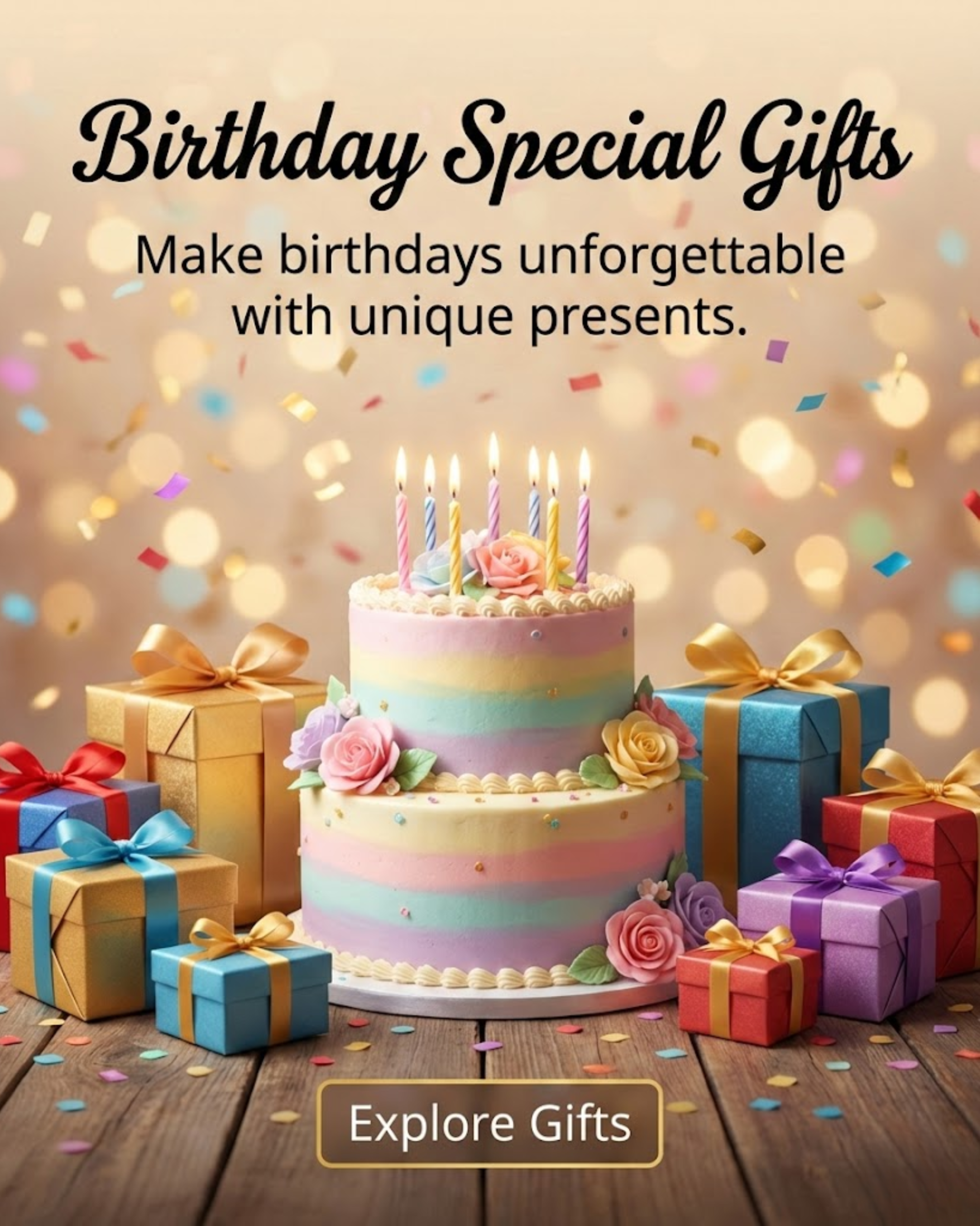 Beautiful gift shop items and hampers displayed through automated social media content