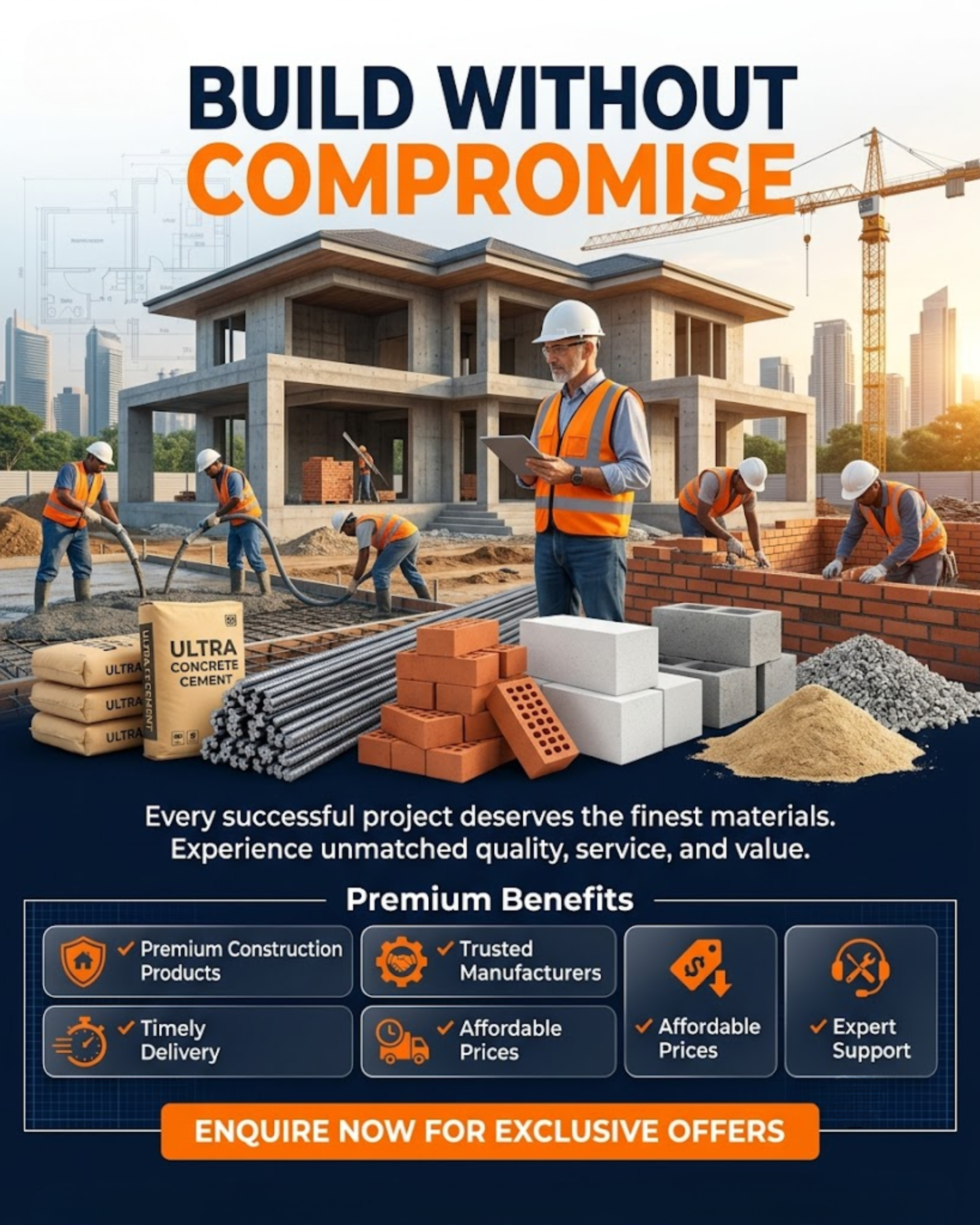Product Catalog Campaigns content for Construction Materials social media automation