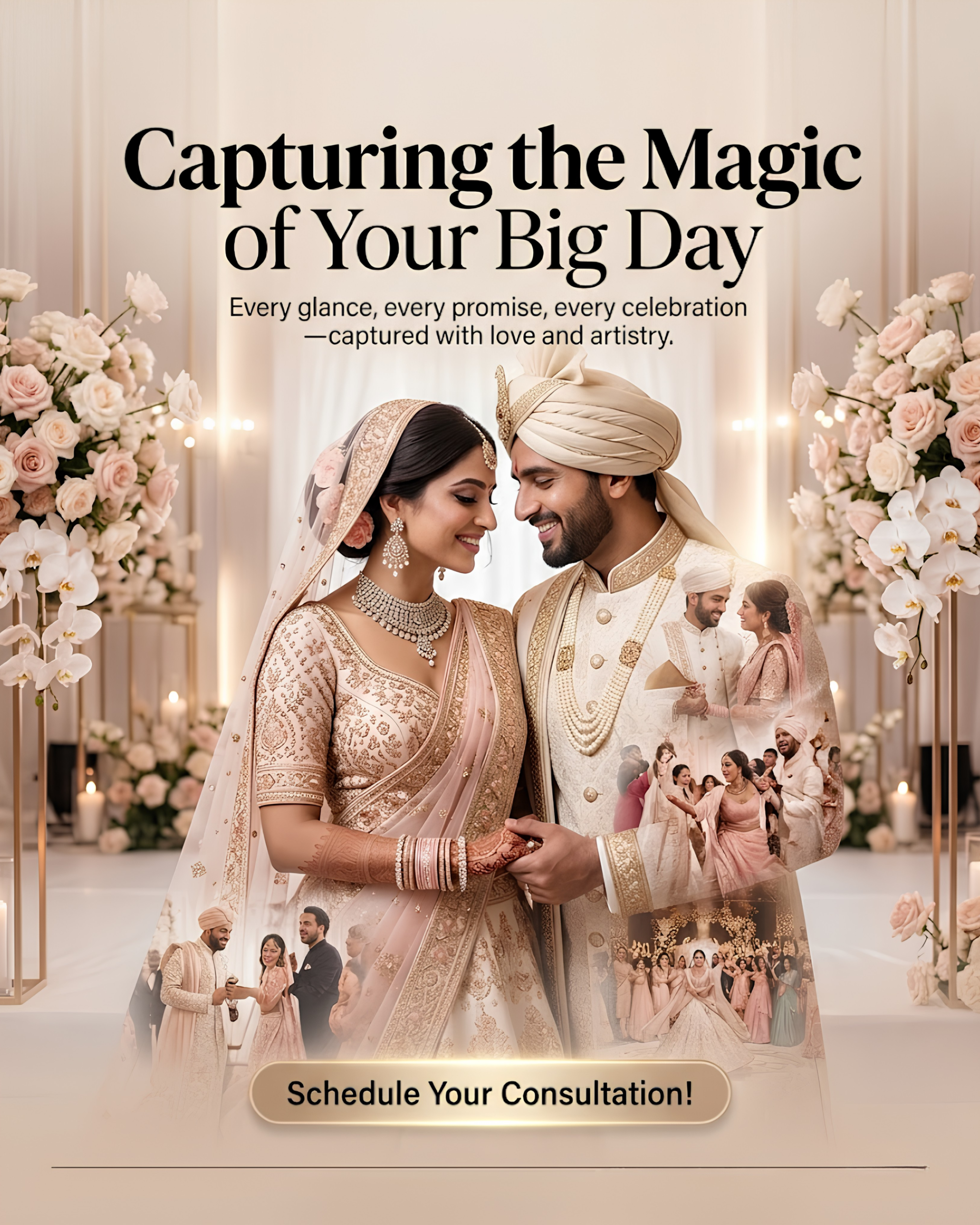 Beautiful bridal portrait promoted through automated social media content