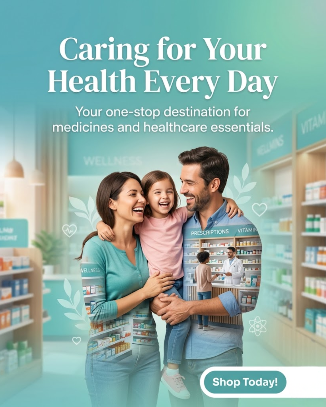 Doorstep medicine home delivery for pharmacy social media automation