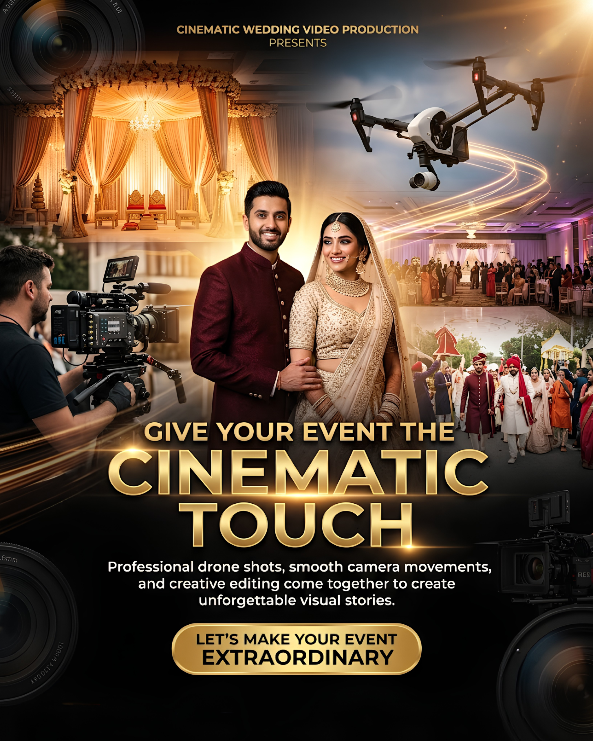Videographer flying drone, promoted via automated social content
