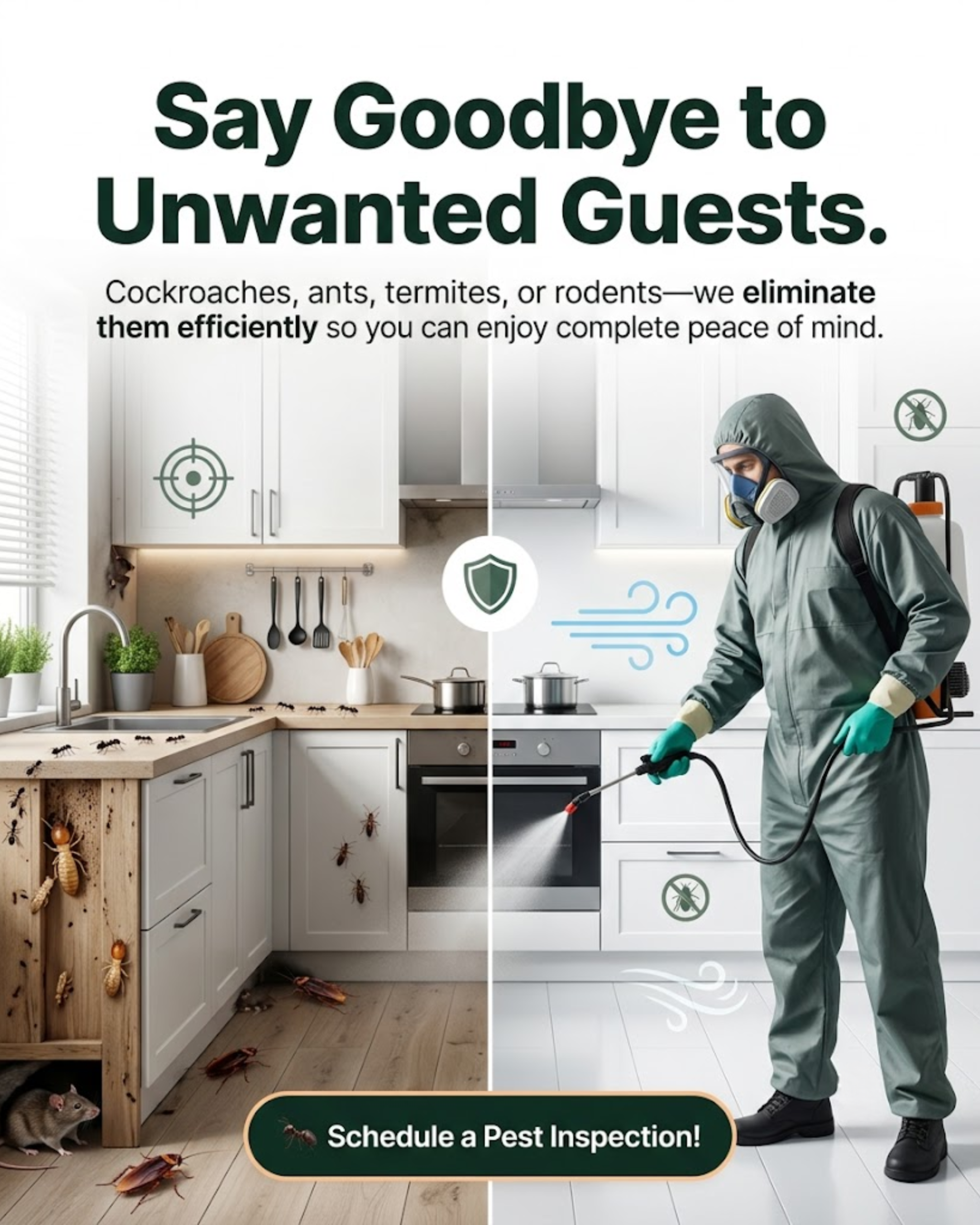 Cleaning team in uniform for social media automation