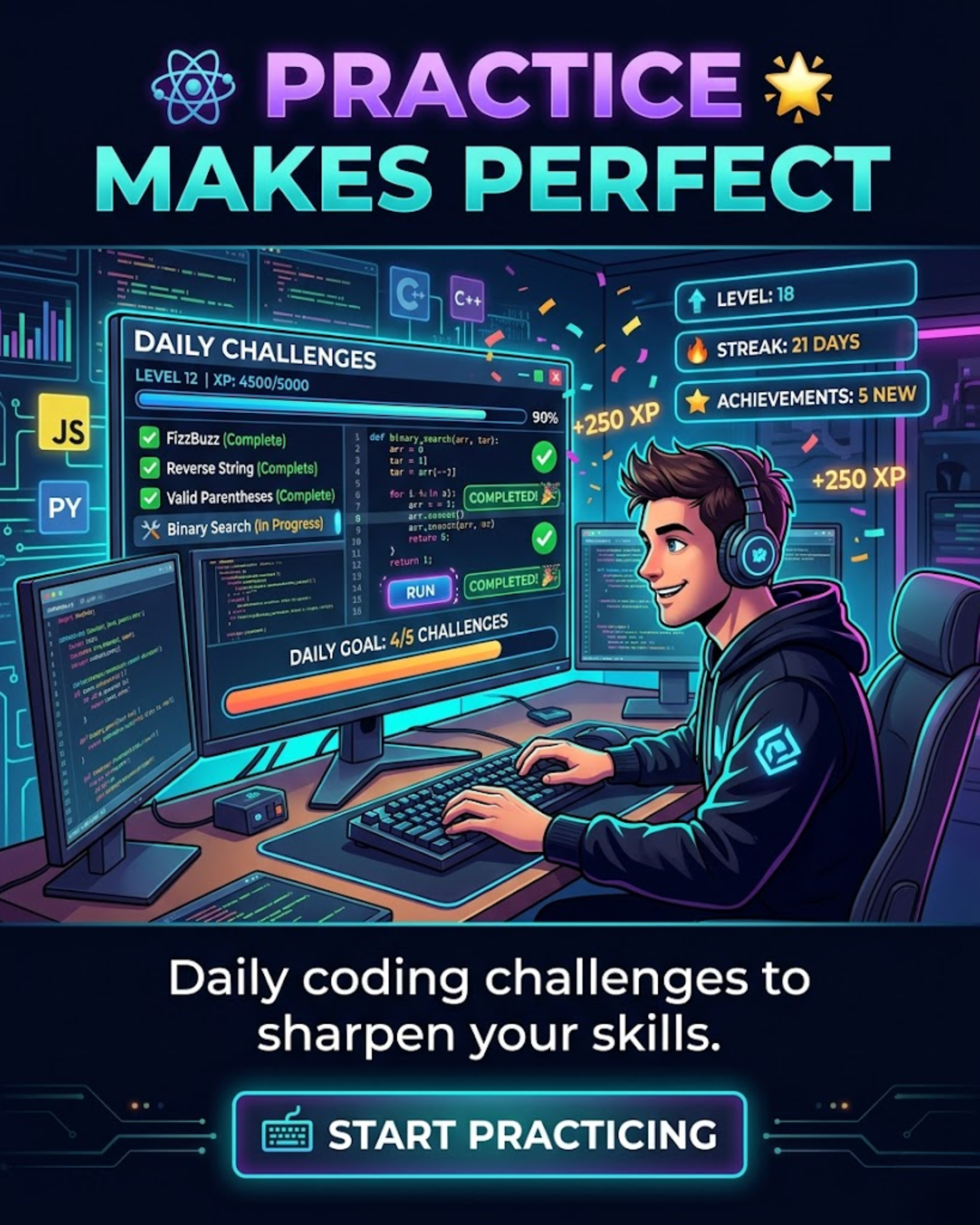 Coding challenge content for tech education social media automation