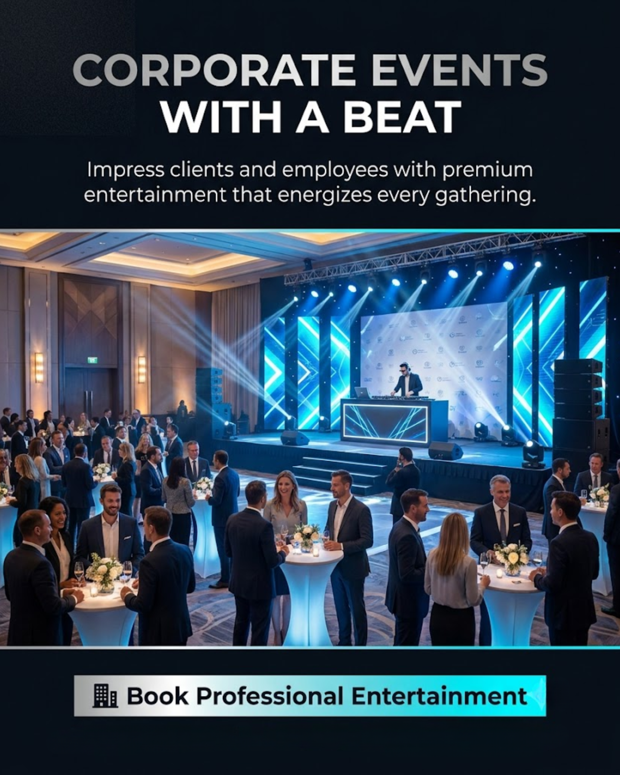 Corporate cocktail hours and sound setup