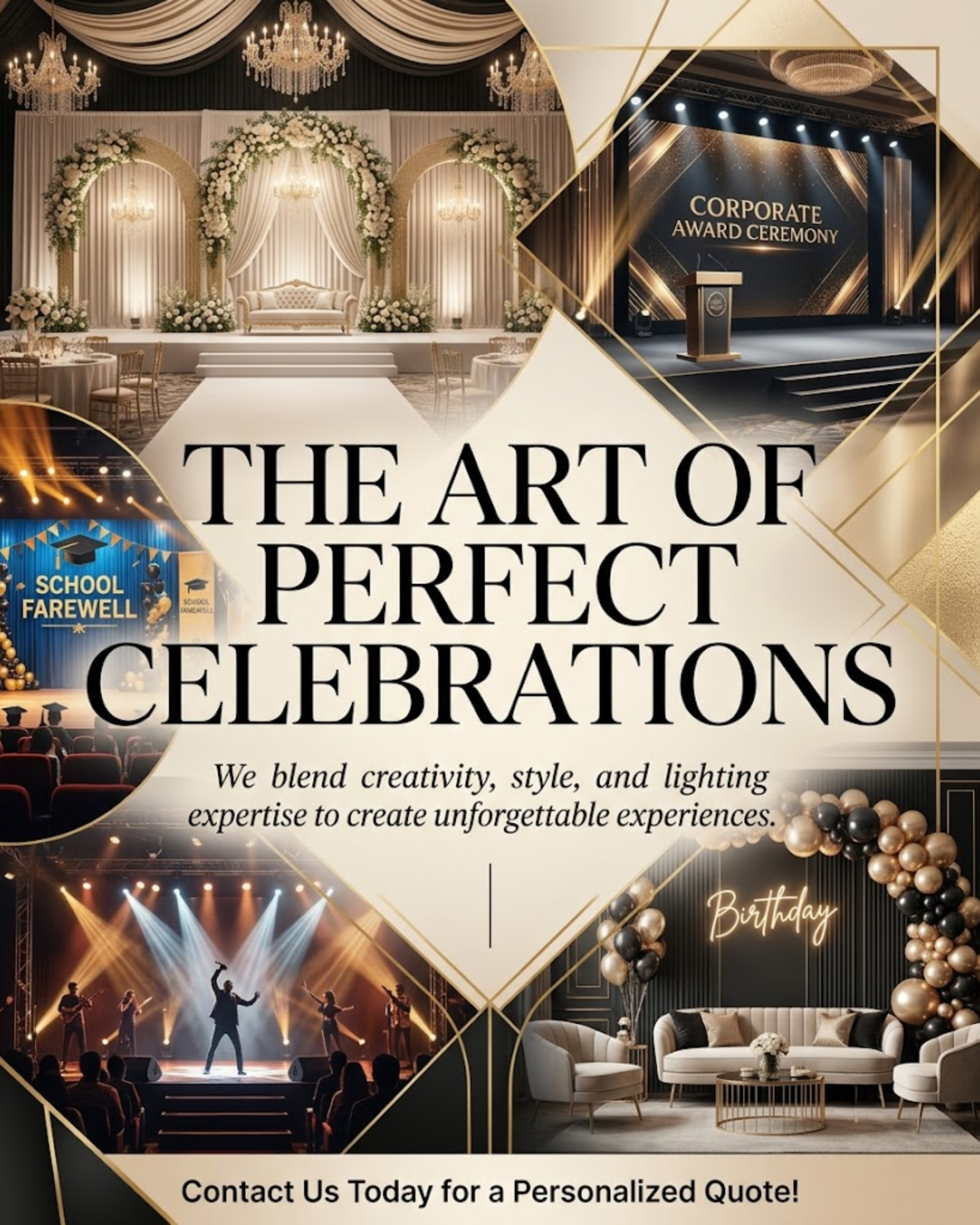 Decorators setting up beautiful wedding stage decor, promoted via automated social content