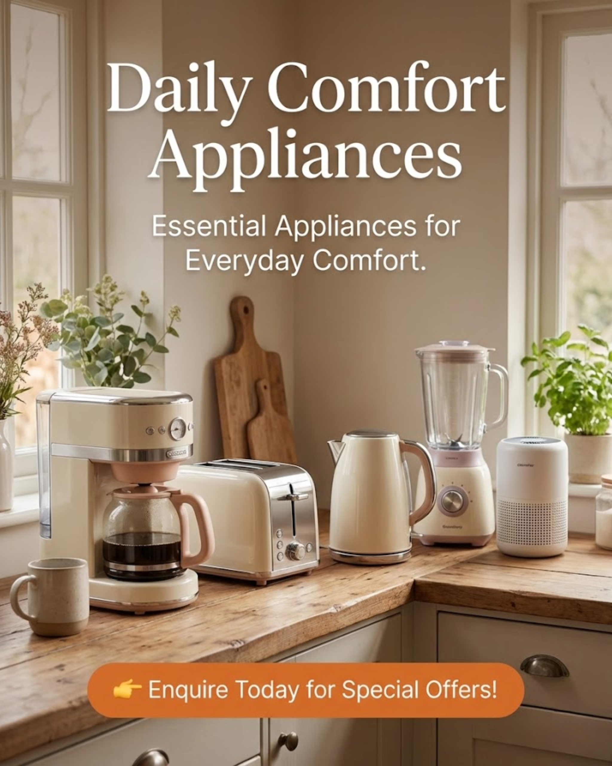 Cozy home appliances interior promoted through automated social media content