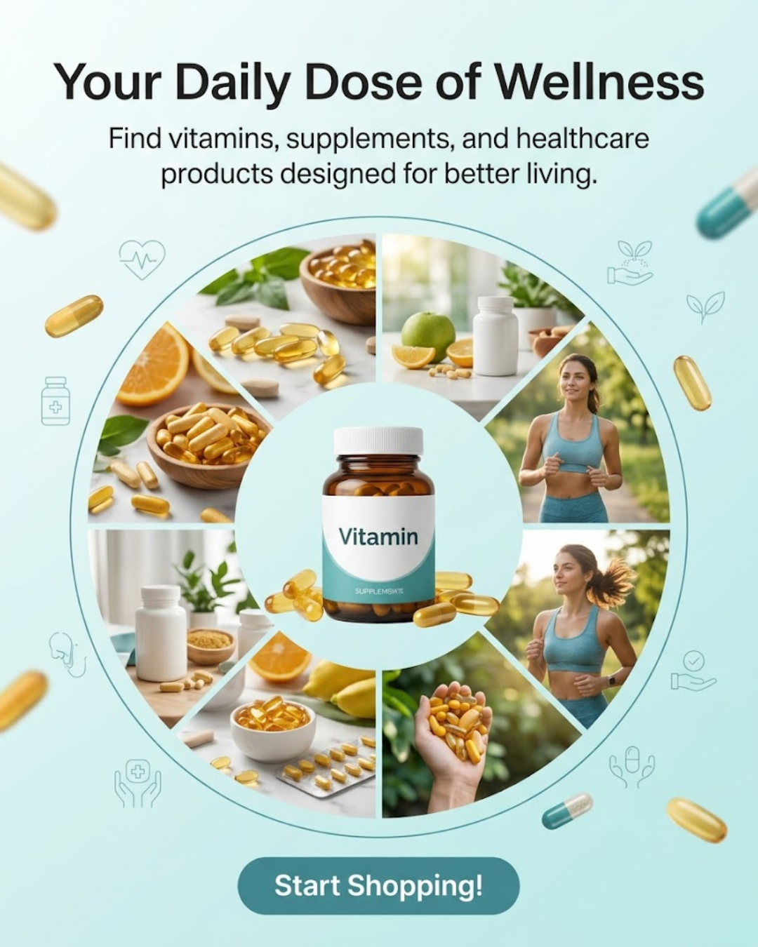 Health supplements vitamins immunity boosters for pharmacy social media automation