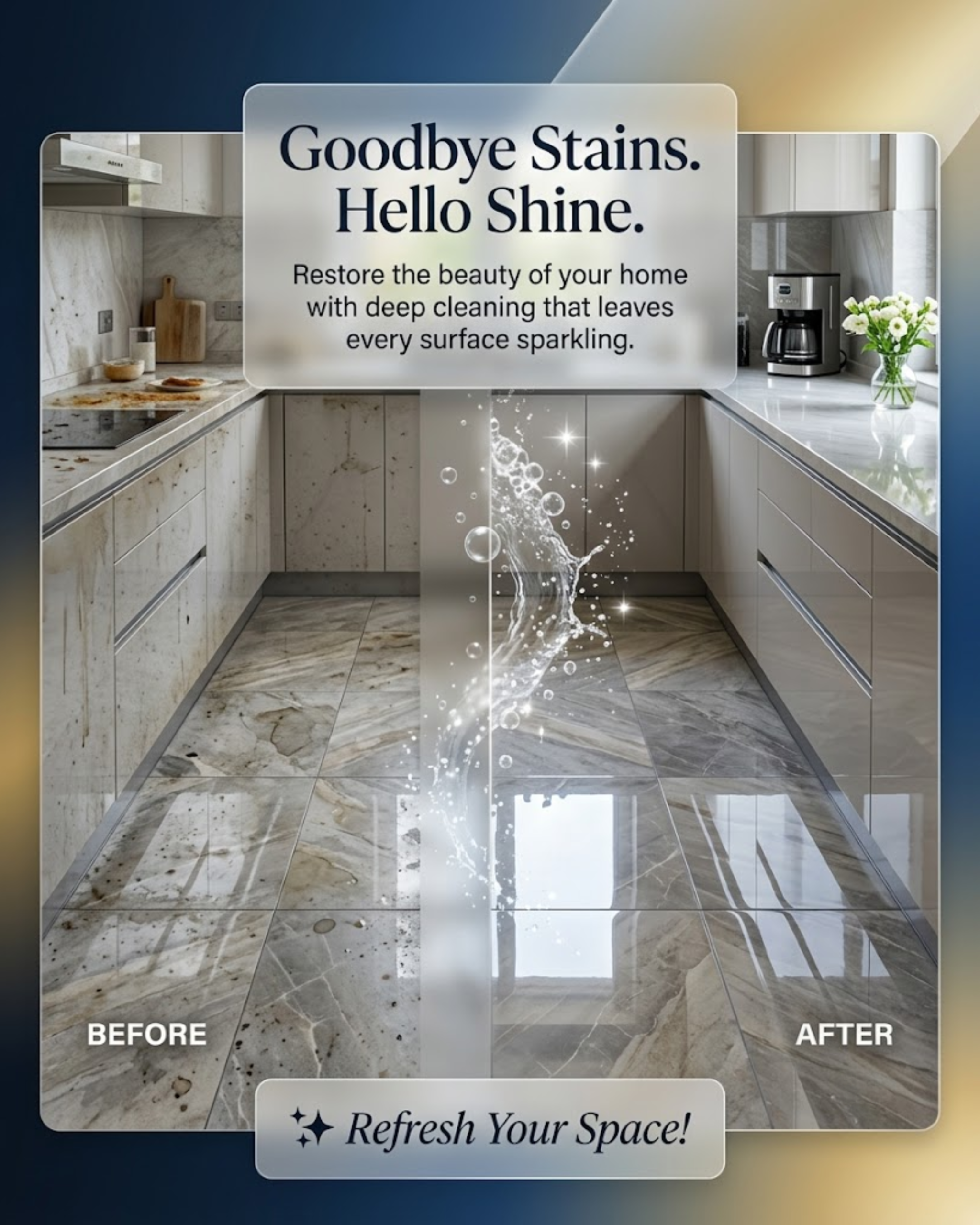 Before and after home deep cleaning results for social media automation