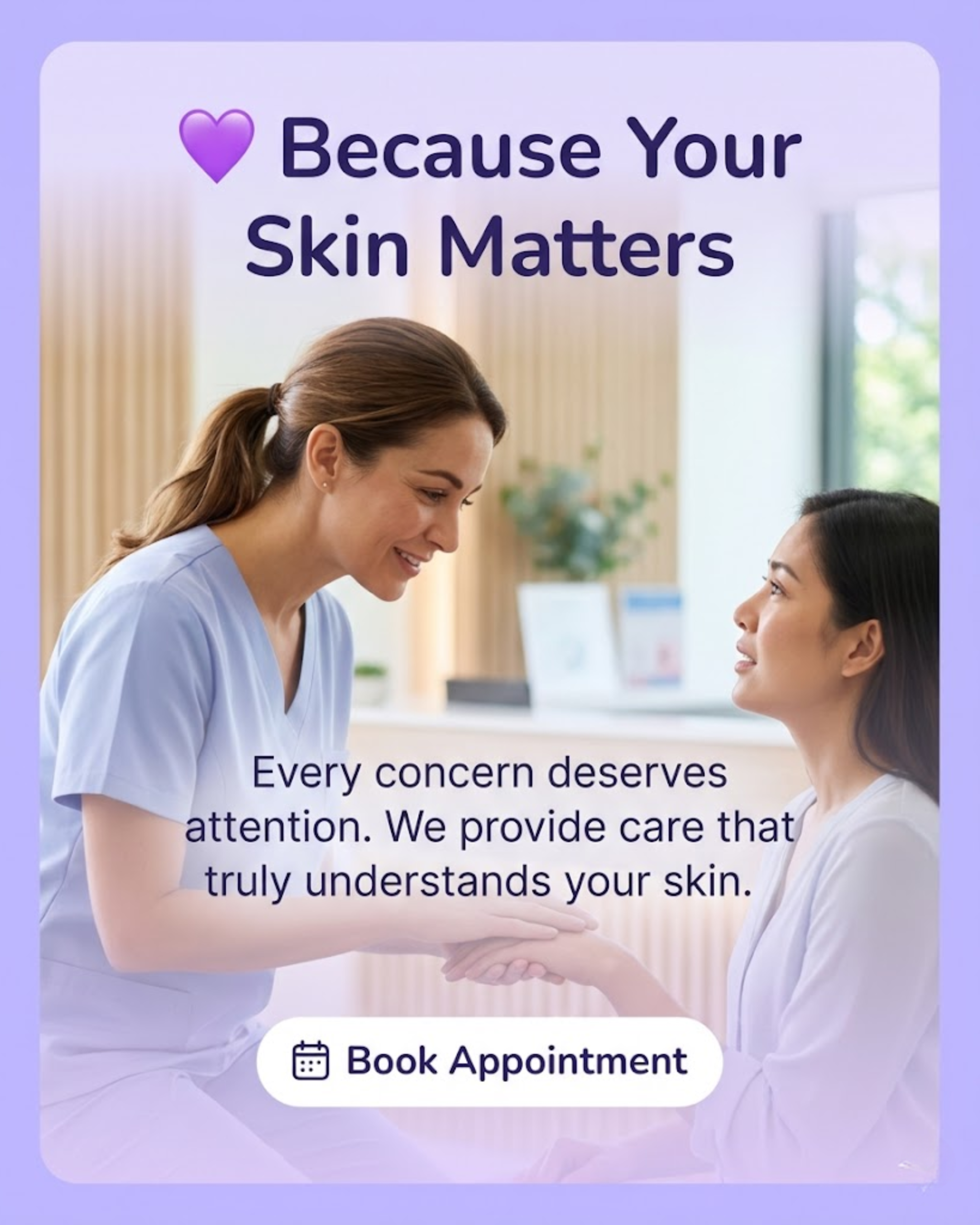 Skincare professional consulting patient, promoted through automated skin social media content