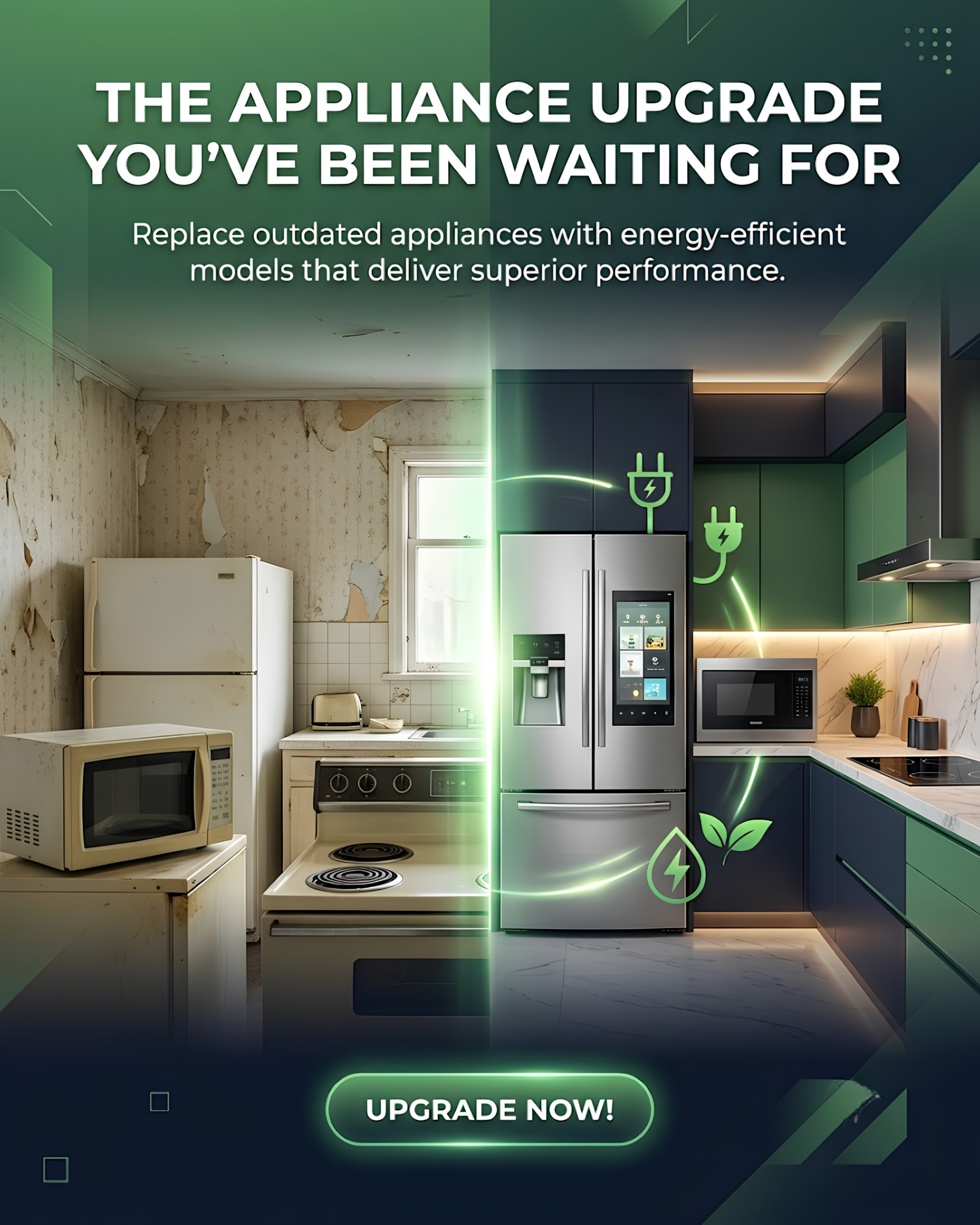 Air conditioner upgrade content for electronics & appliances social media automation