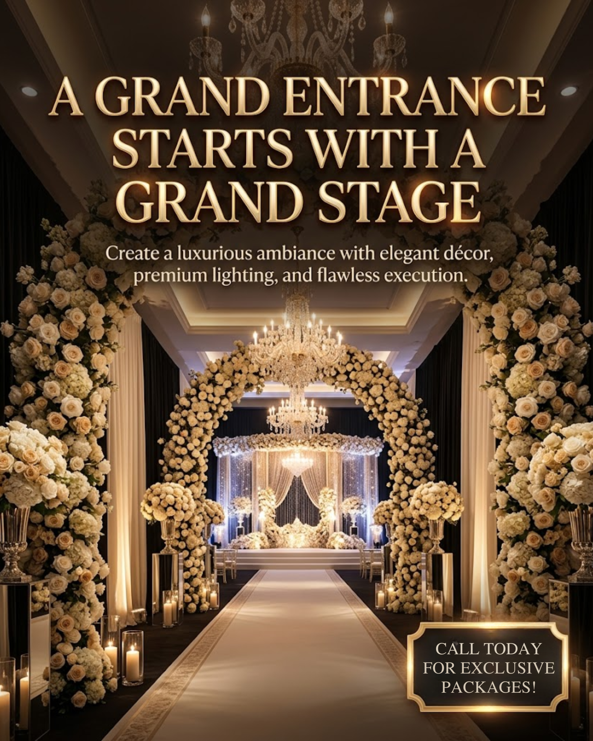 Outdoor lawn wedding lighting setup