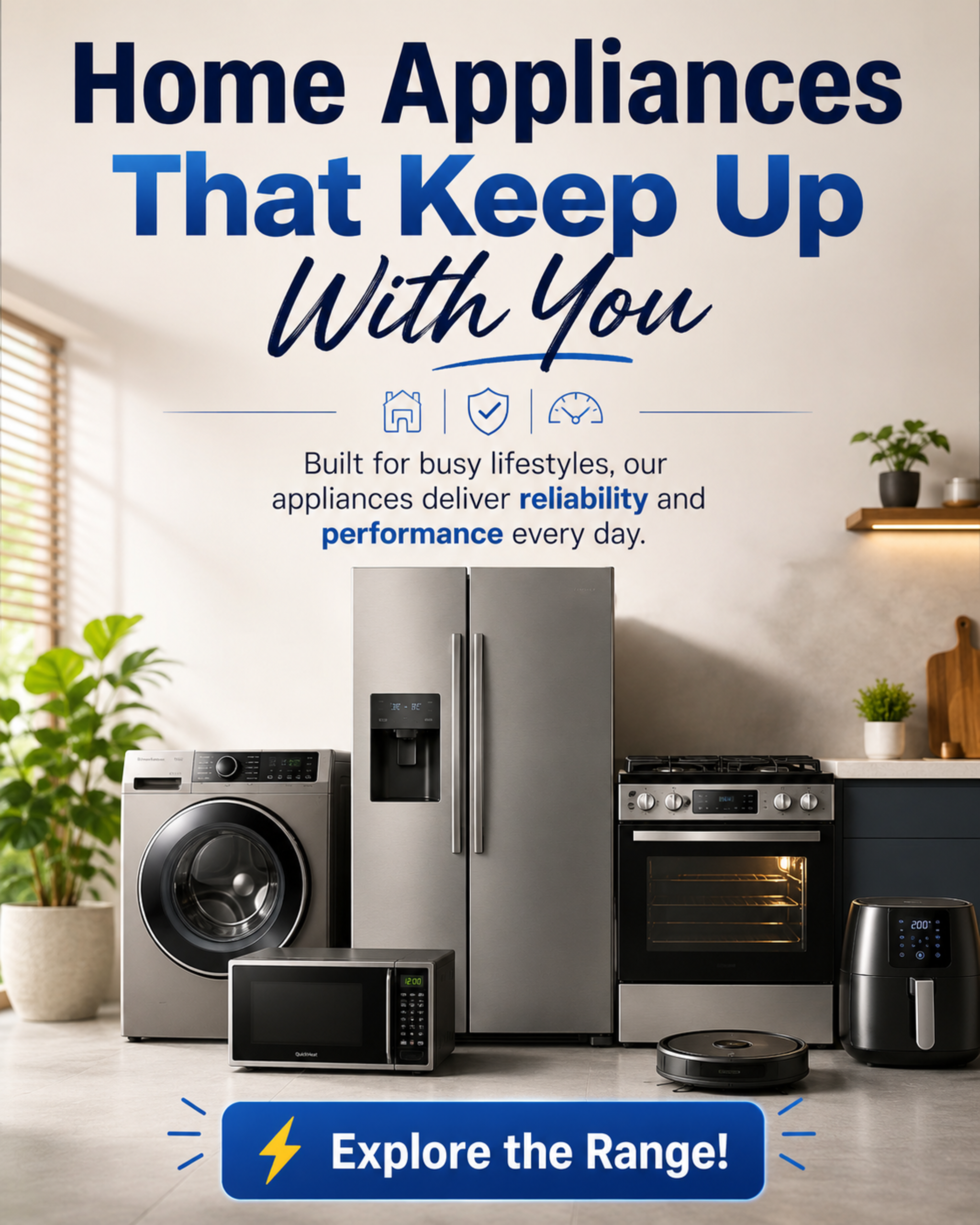 Washing machine showcase content for electronics & appliances social media automation