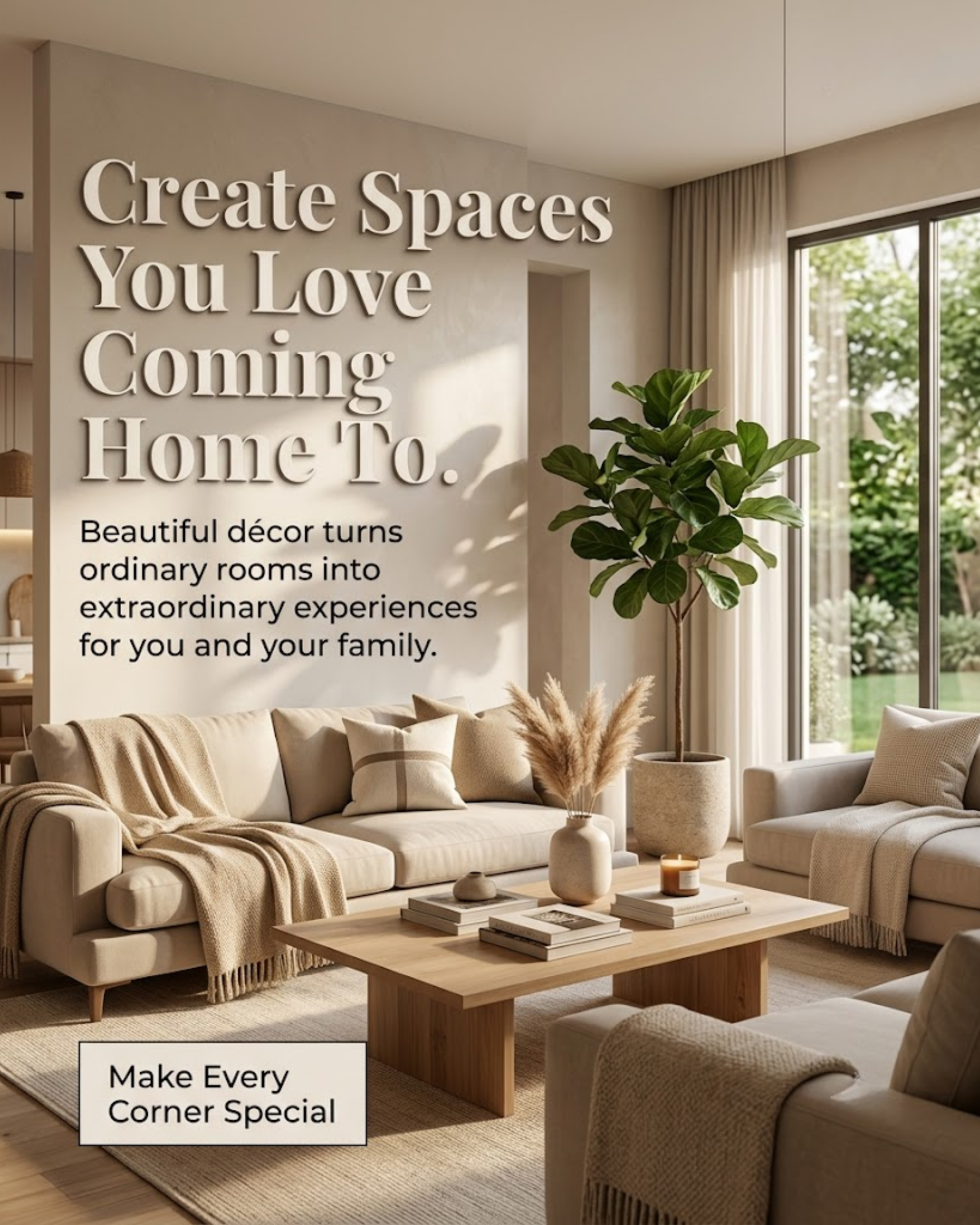Cozy home decor brand interior promoted through automated social media content
