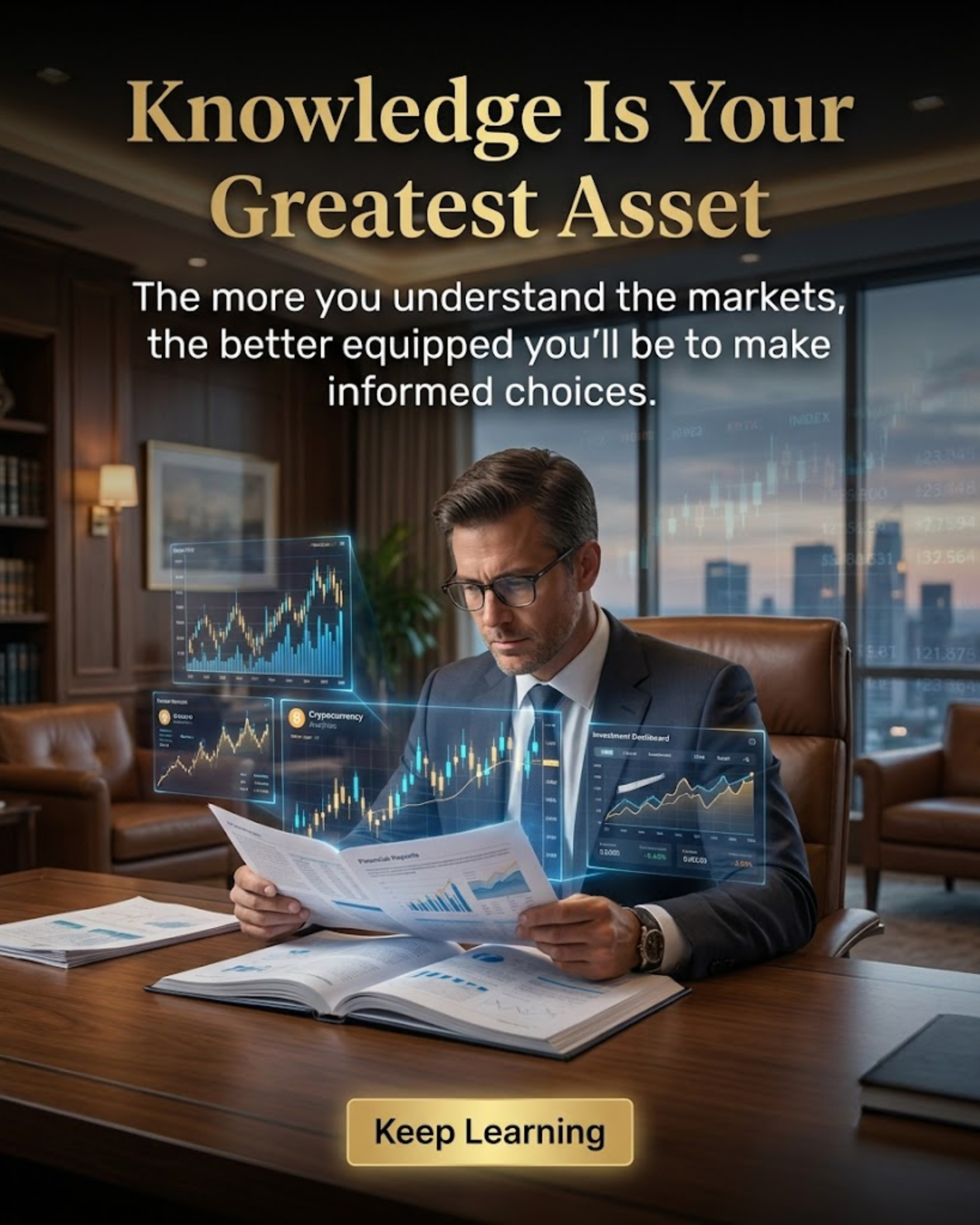 Trading Education Highlights content for Stock & Crypto Trading social media automation