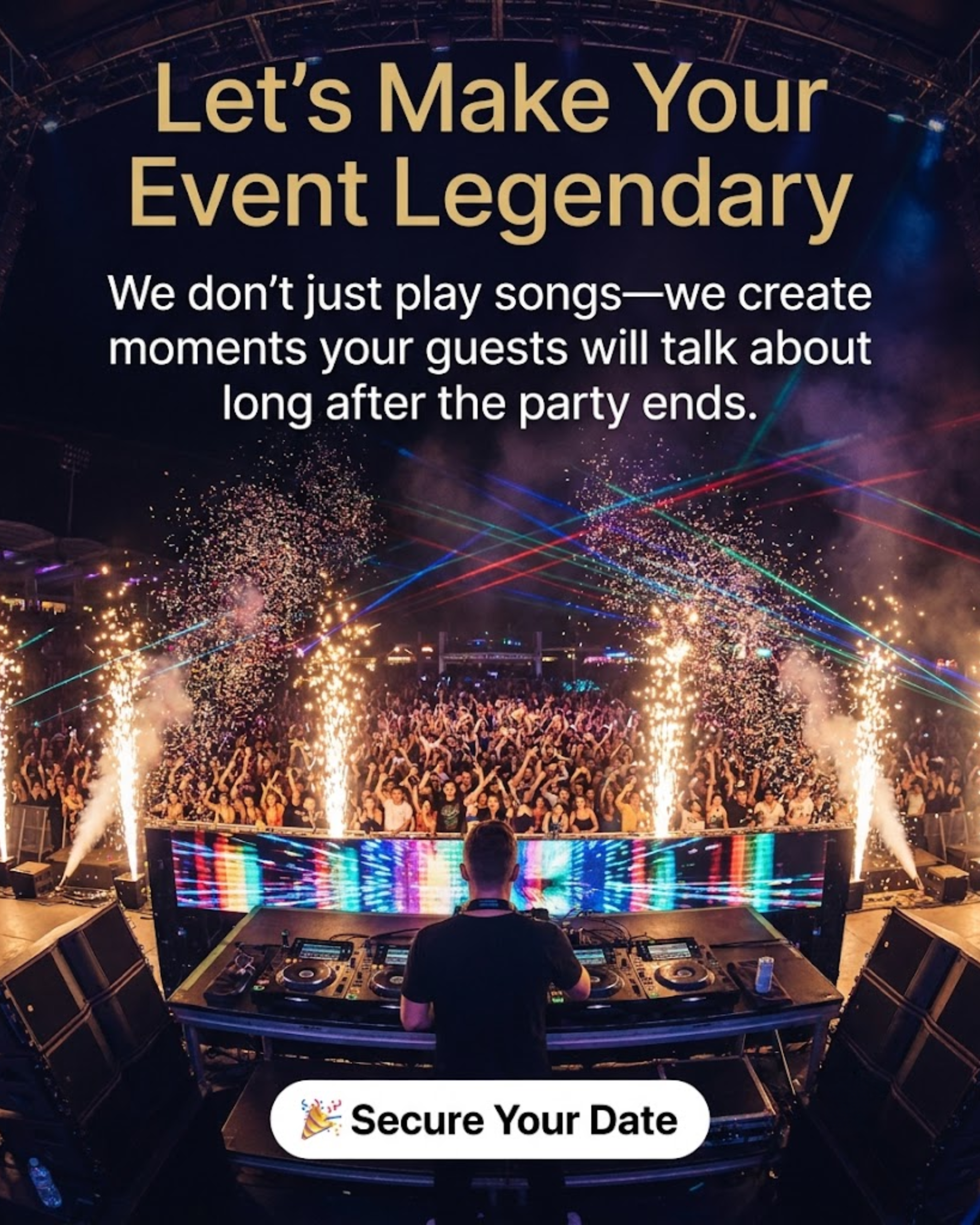 DJ mixing live set, promoted via automated social content