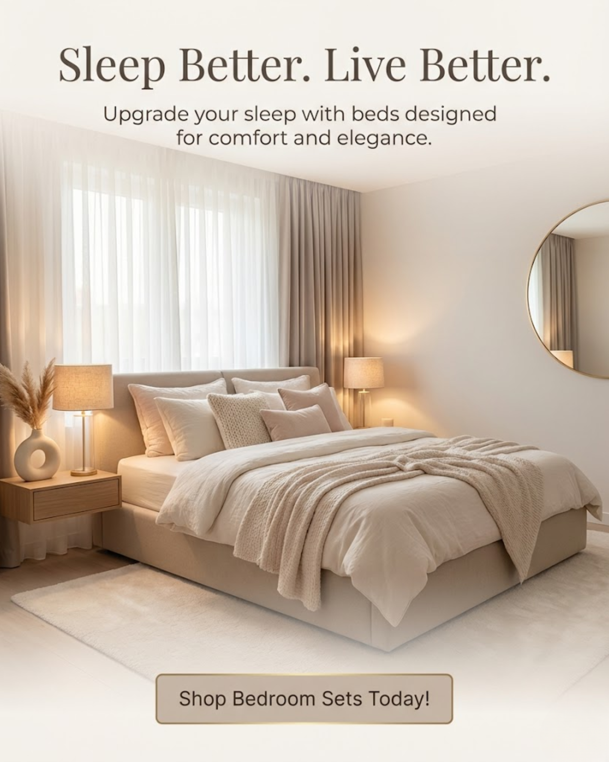 Bedroom styling content for furniture store social media automation