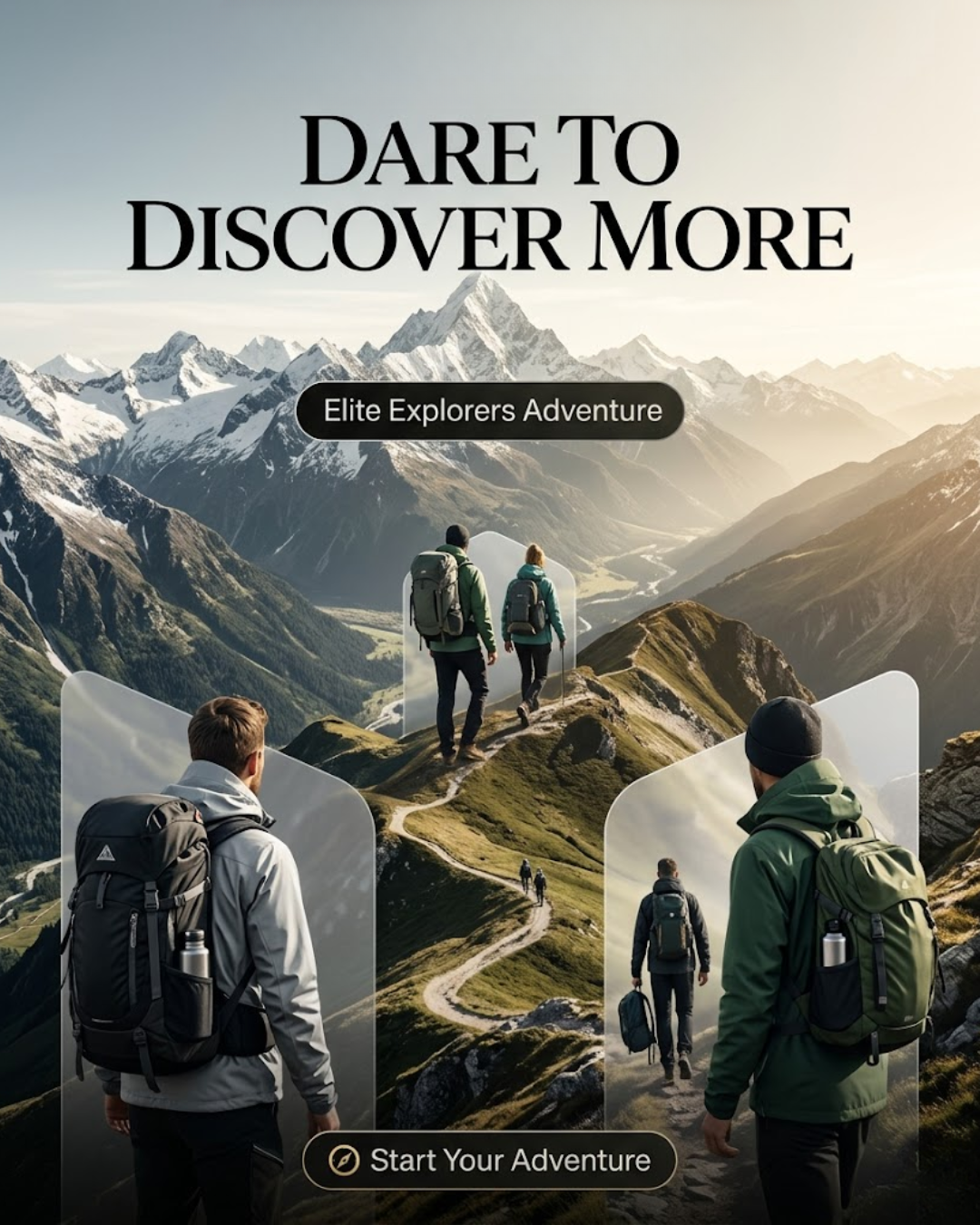 Outdoor trekking discovery gear poster