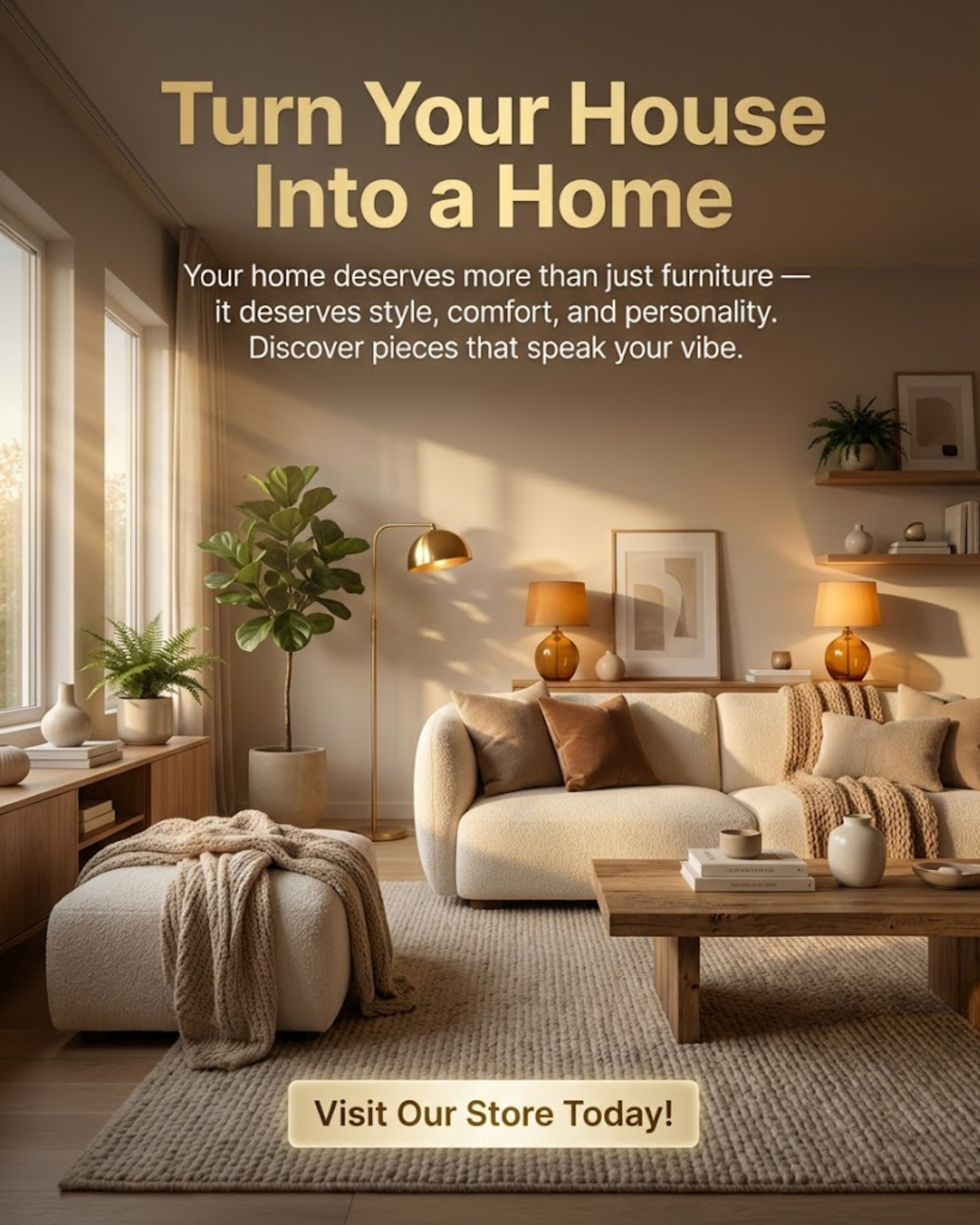 Showcase furniture display content for furniture store social media automation