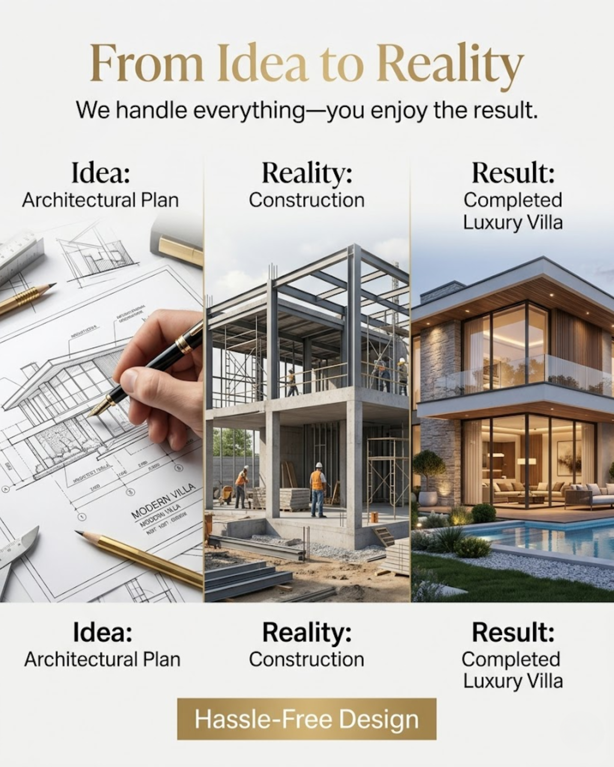 Project completion content for architecture social media automation