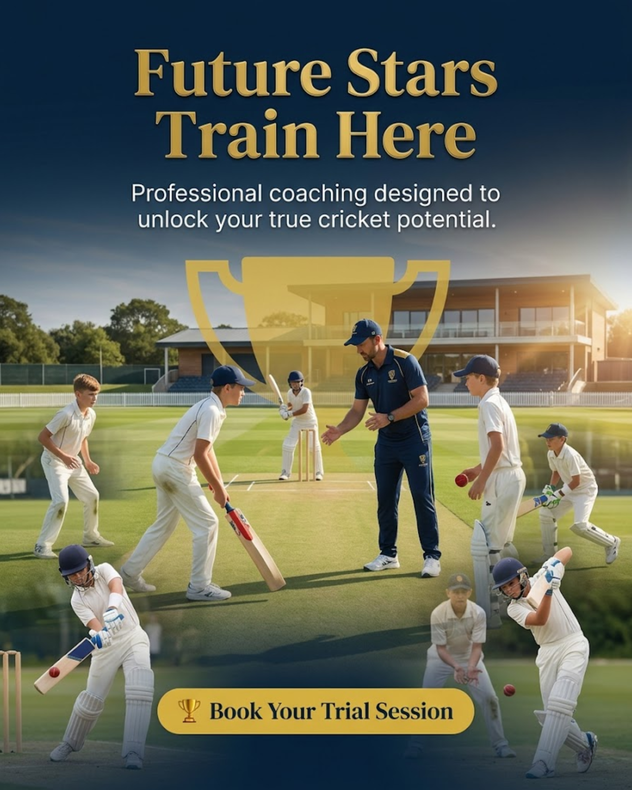 Cricket coach training players, promoted via automated cricket training social media content