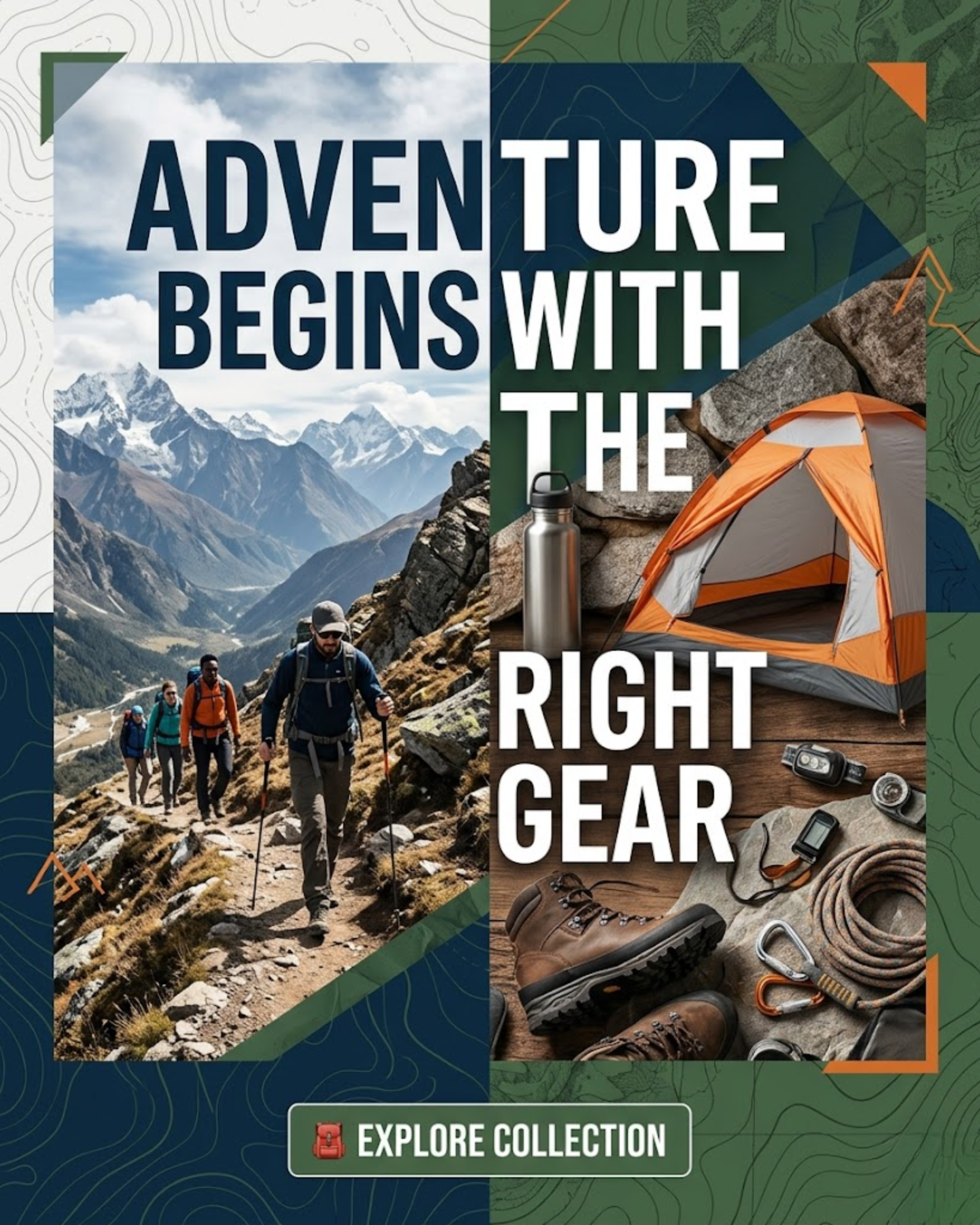 Trekking gear display promoted via automated social media content