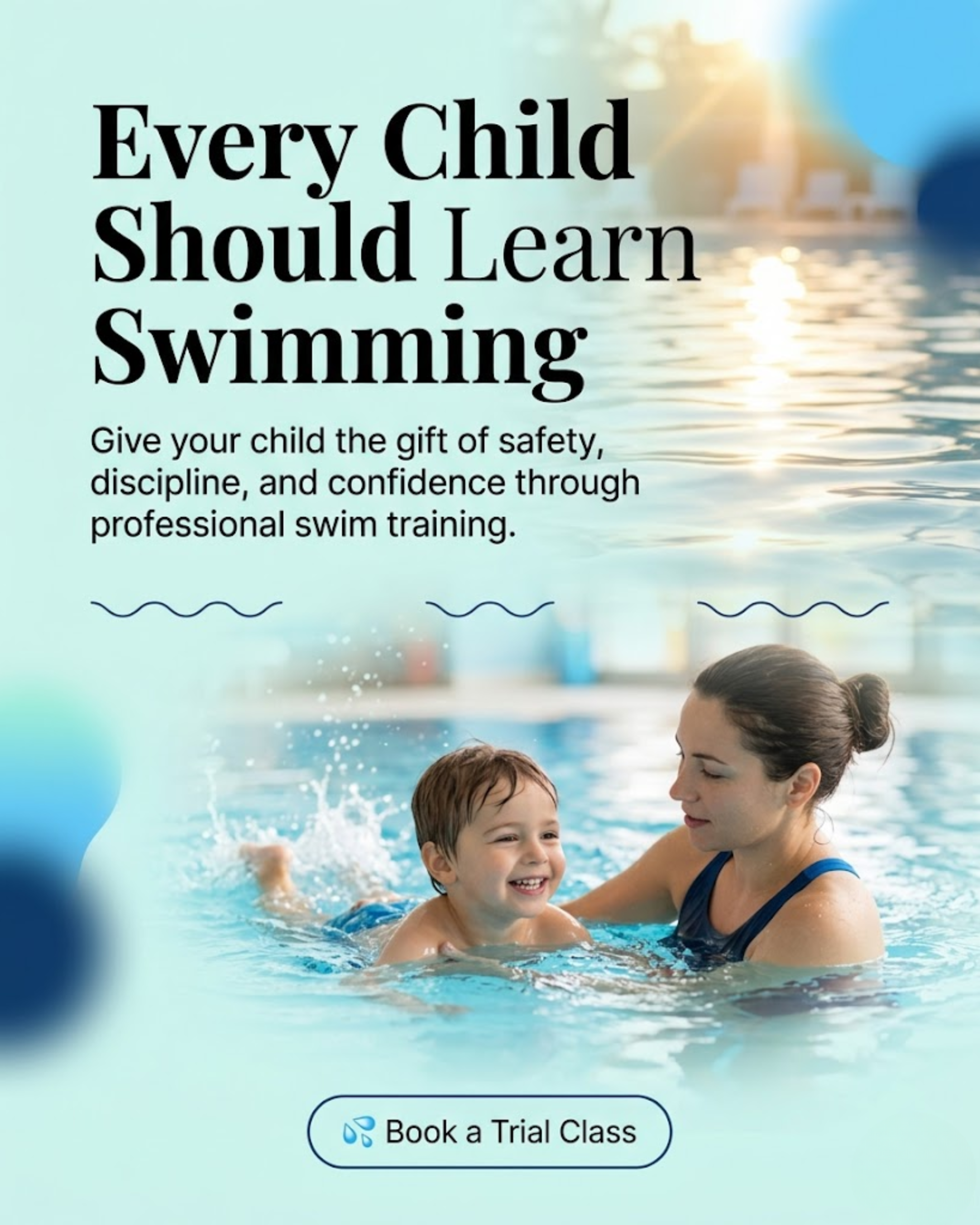 Coach guiding young swimmer promoted via automated social media content