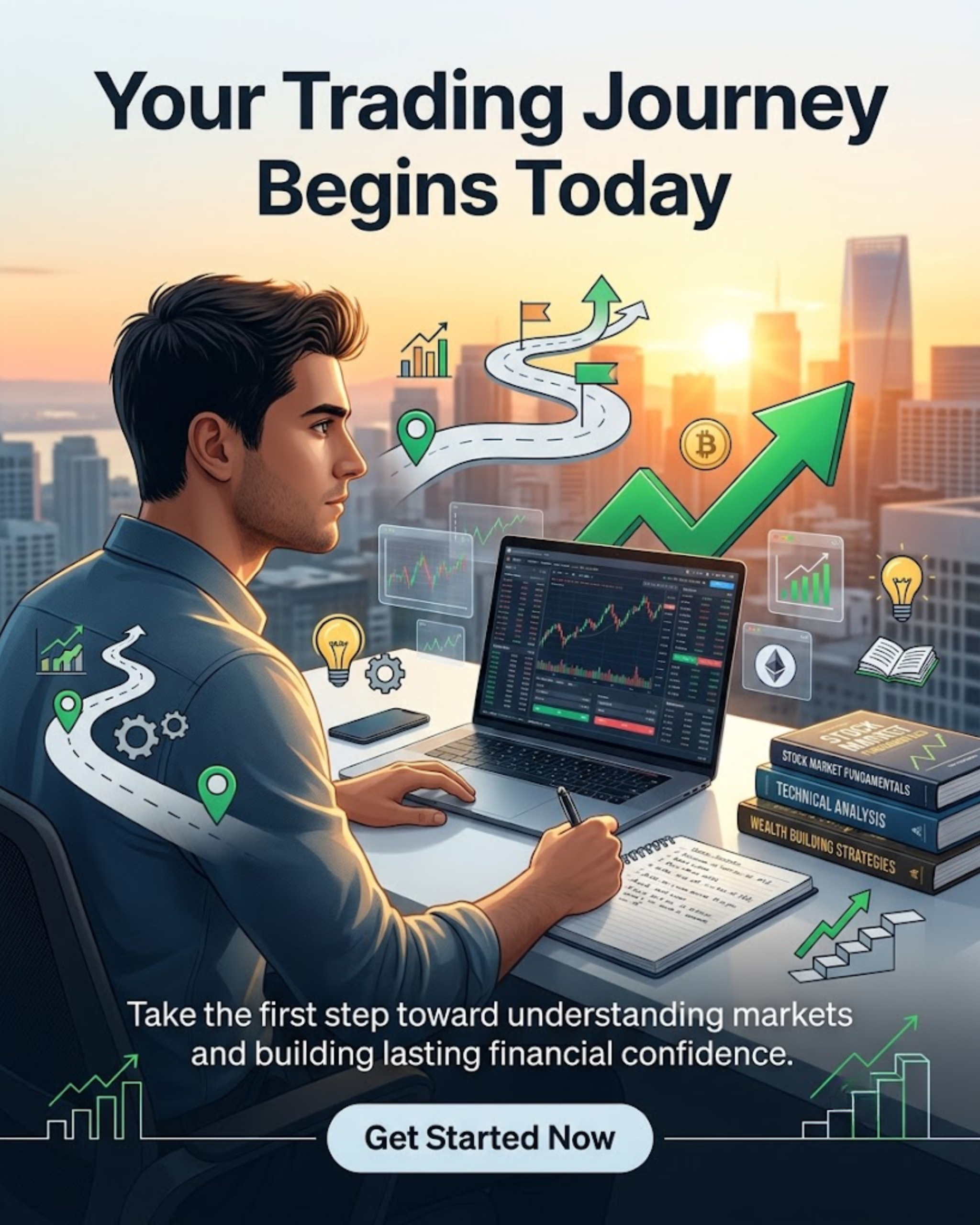 Course Promotion Campaigns content for Stock & Crypto Trading social media automation